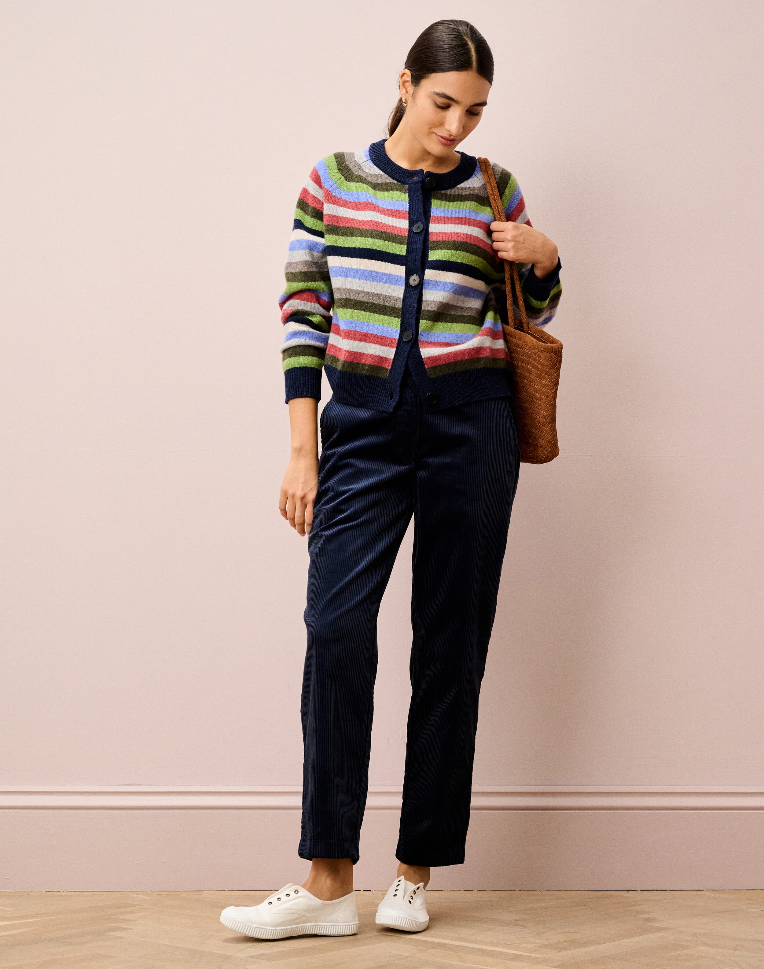 Brora Organic Corduroy Trousers Ink  - Size: 14