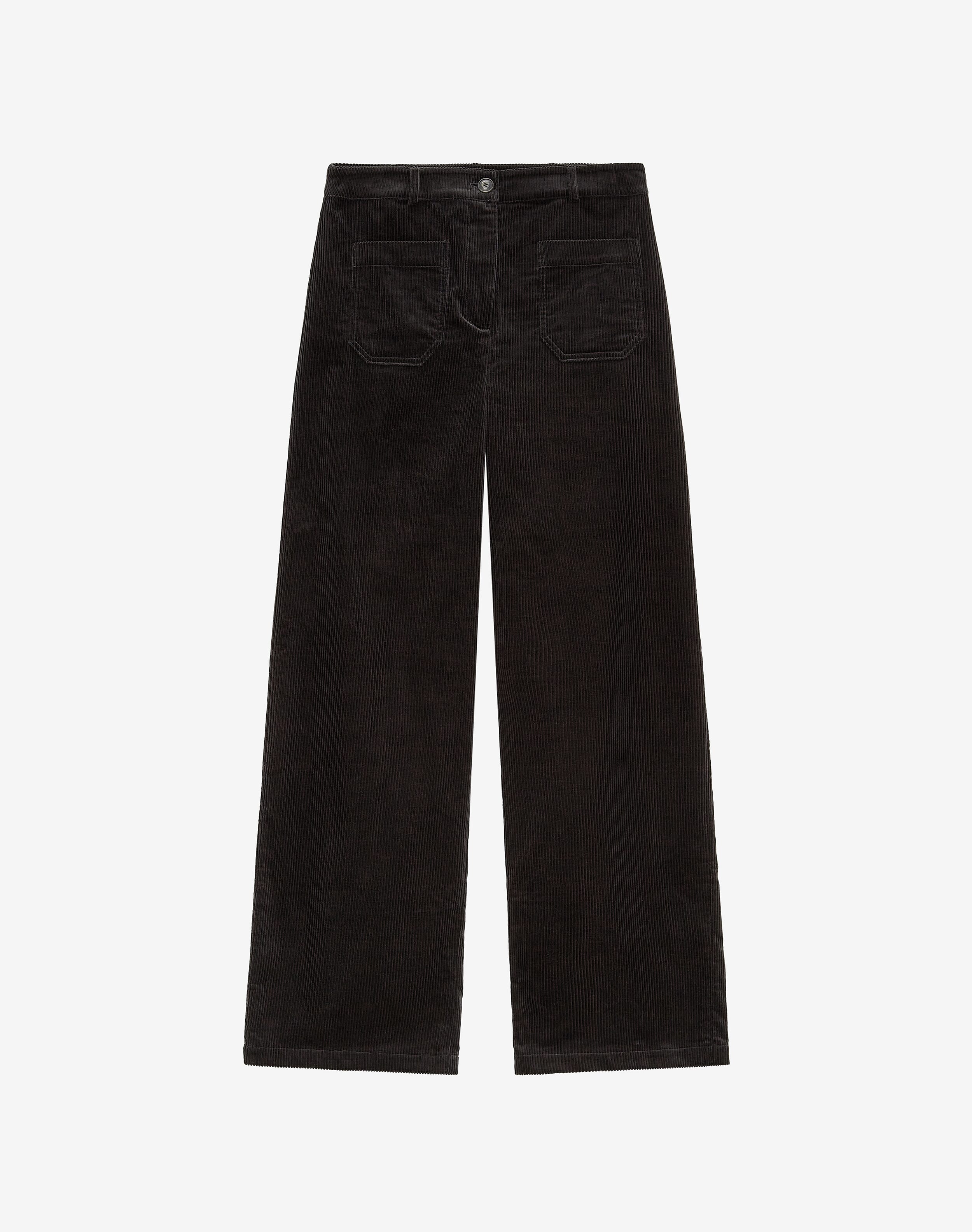 Corduroy Wide Leg Trousers in Carbon | Womenswear | Brora