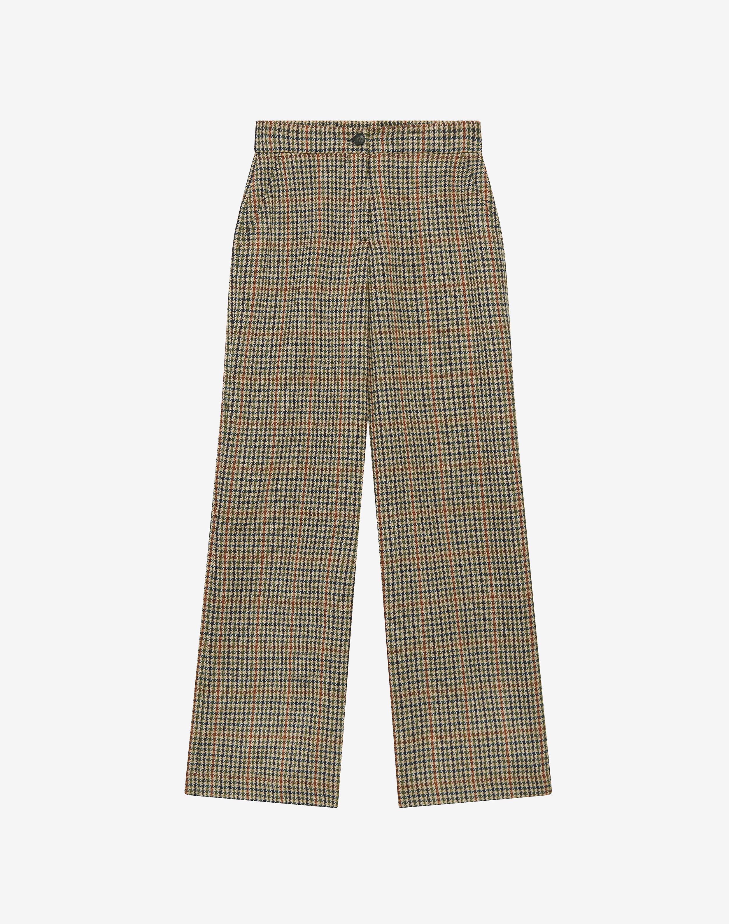 Houndstooth Check Wool Trousers in Oatmeal & nettle | Brora