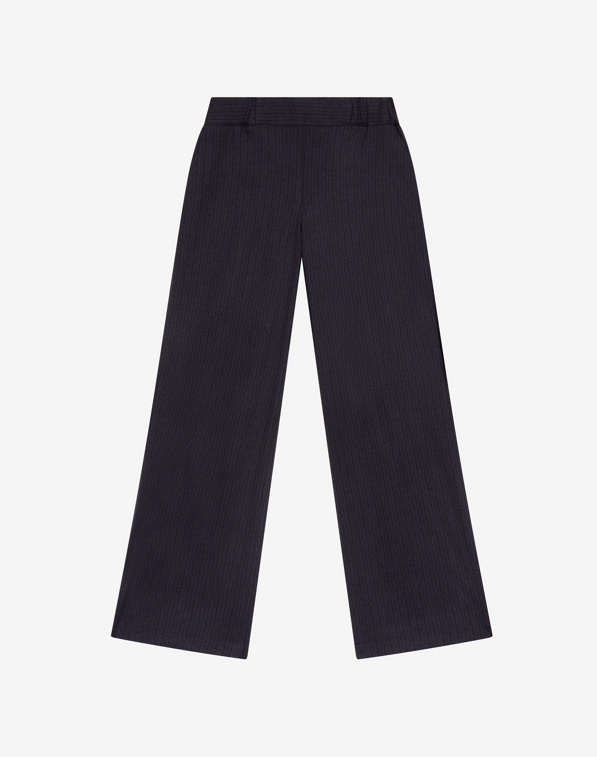 Pull On Textured Weave Trousers in Midnight | Womenswear | Brora