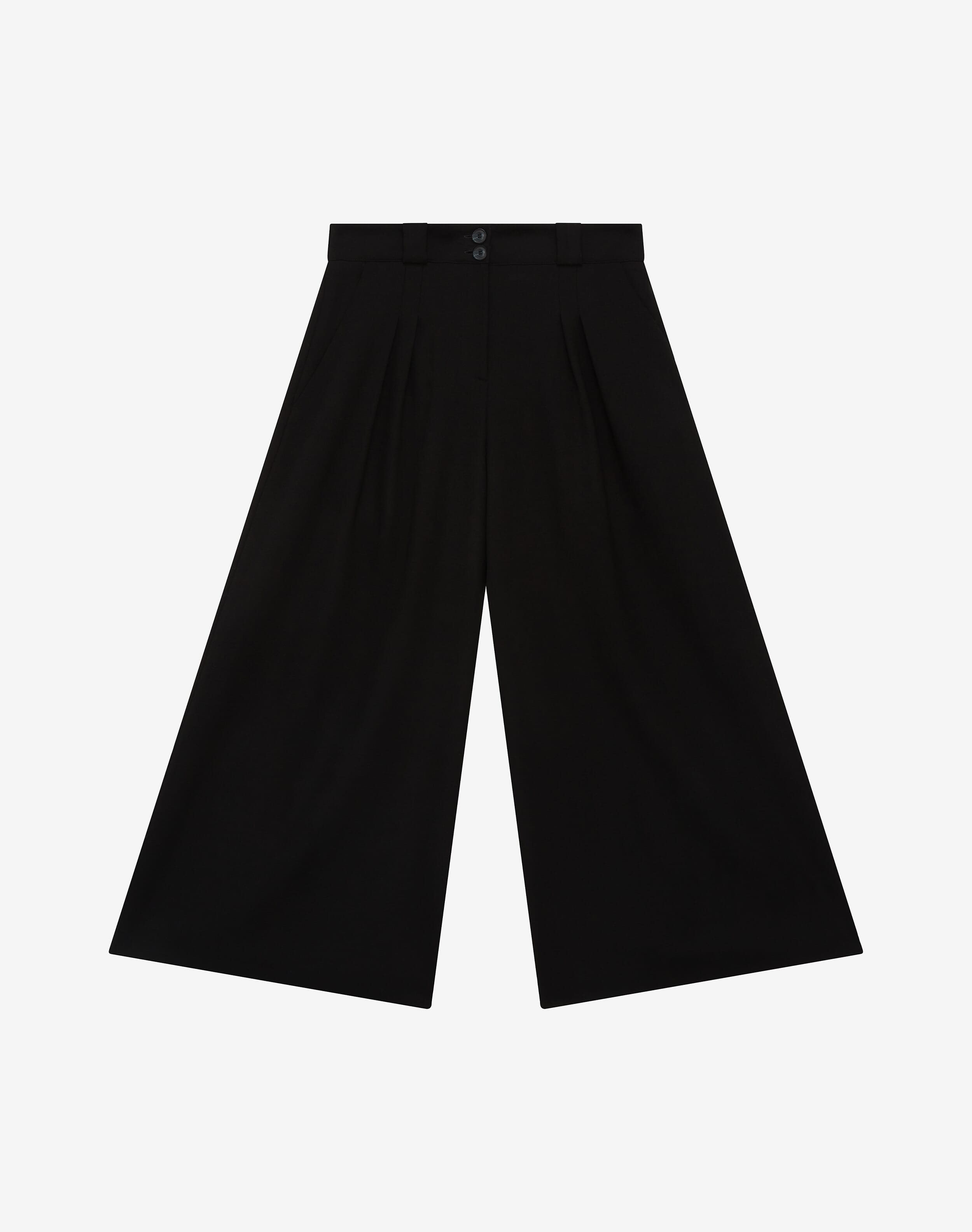 Wool Crepe Culottes in Black | Women's Trousers | Brora