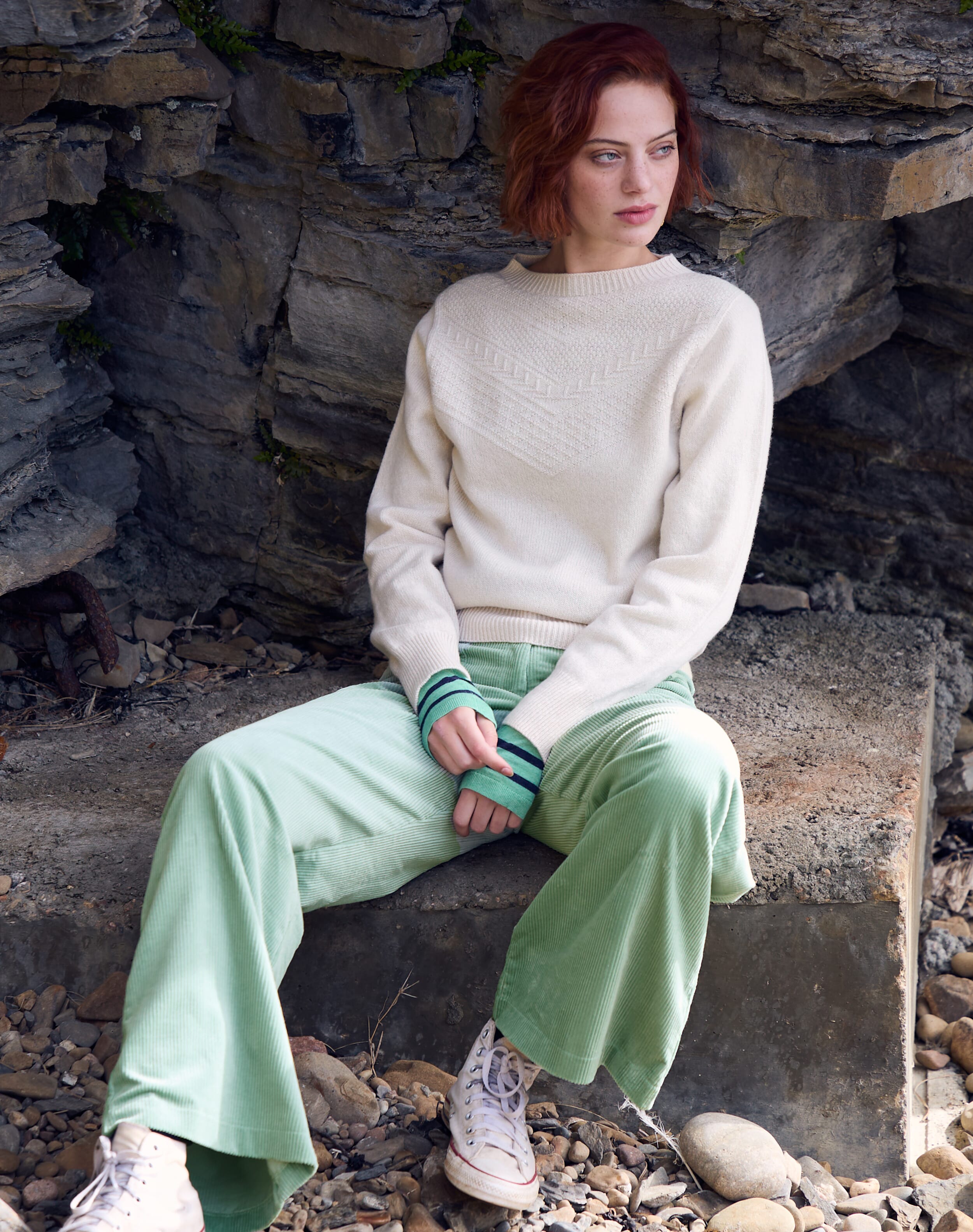 Brora Corduroy Wide Leg Trousers Eau De Nil