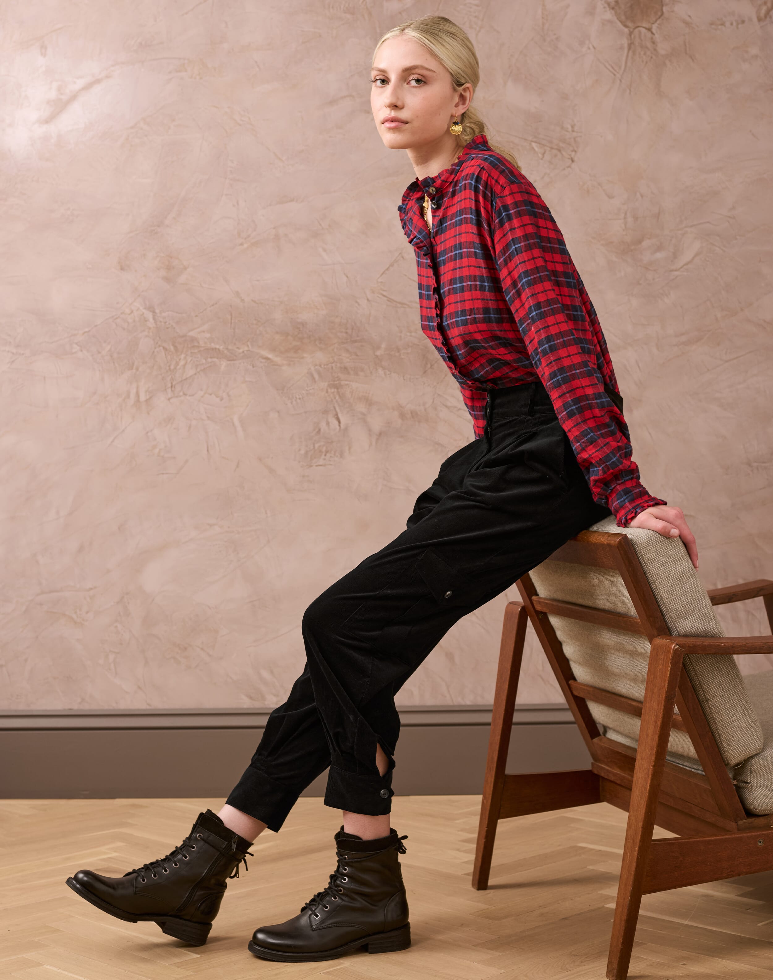 Brora Needlecord Cargo Trousers Black for Women  - Size: 18