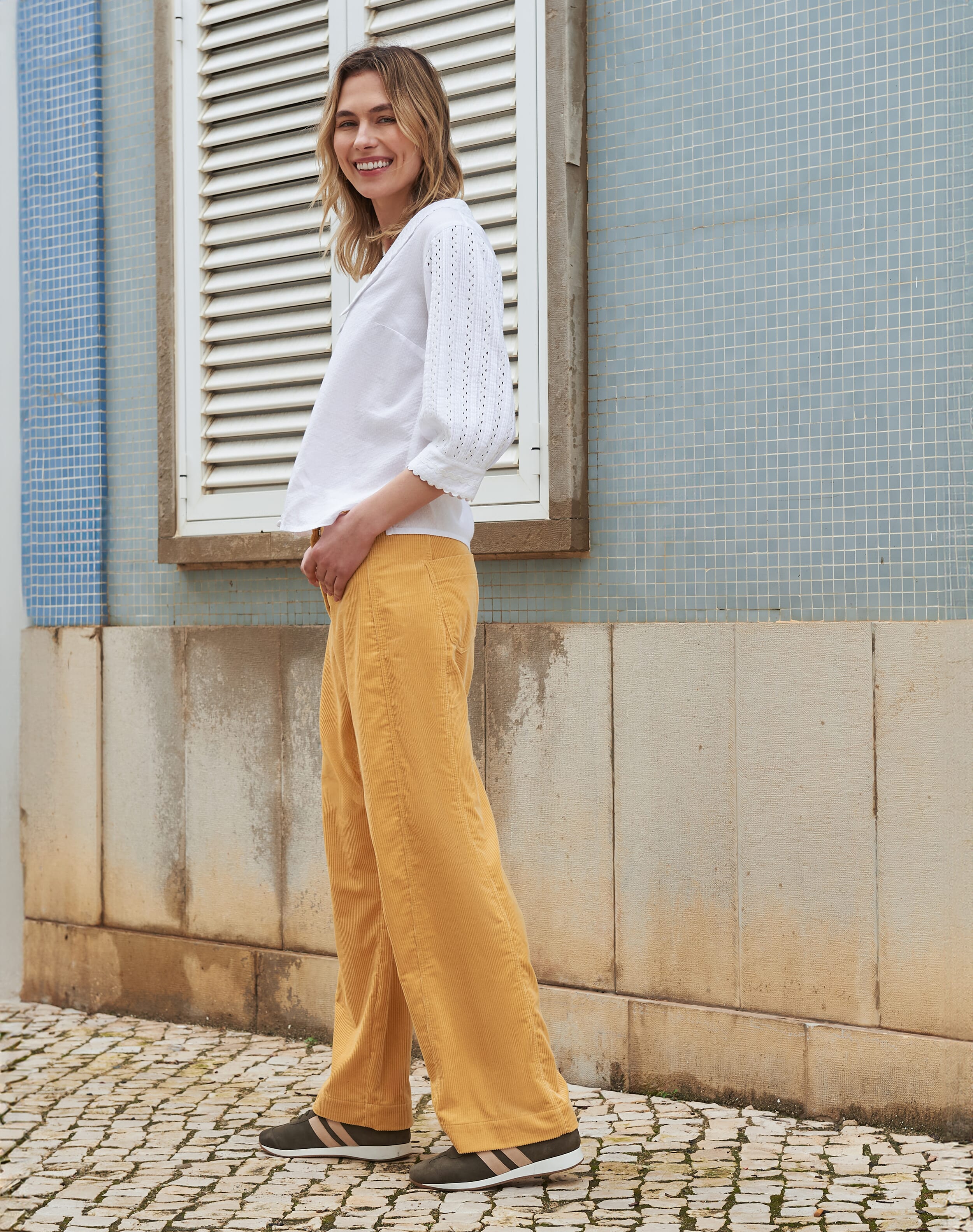 Brora Corduroy High Waisted Trousers Maize