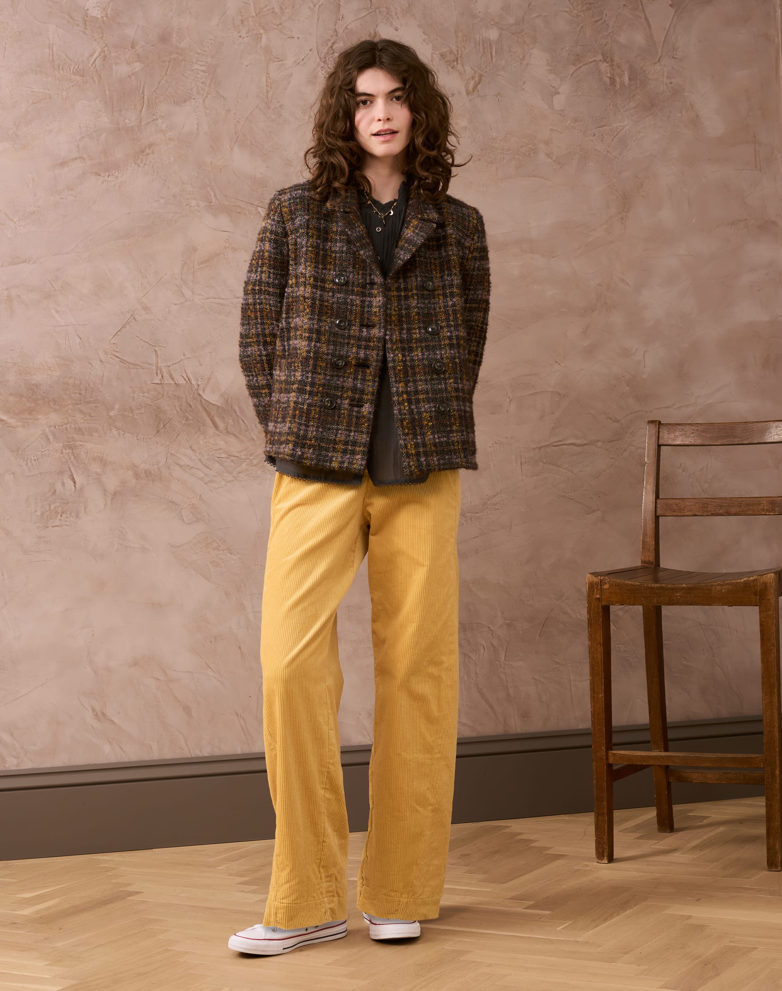 Brora Corduroy High Waisted Trousers Maize for Women  - Size: 18