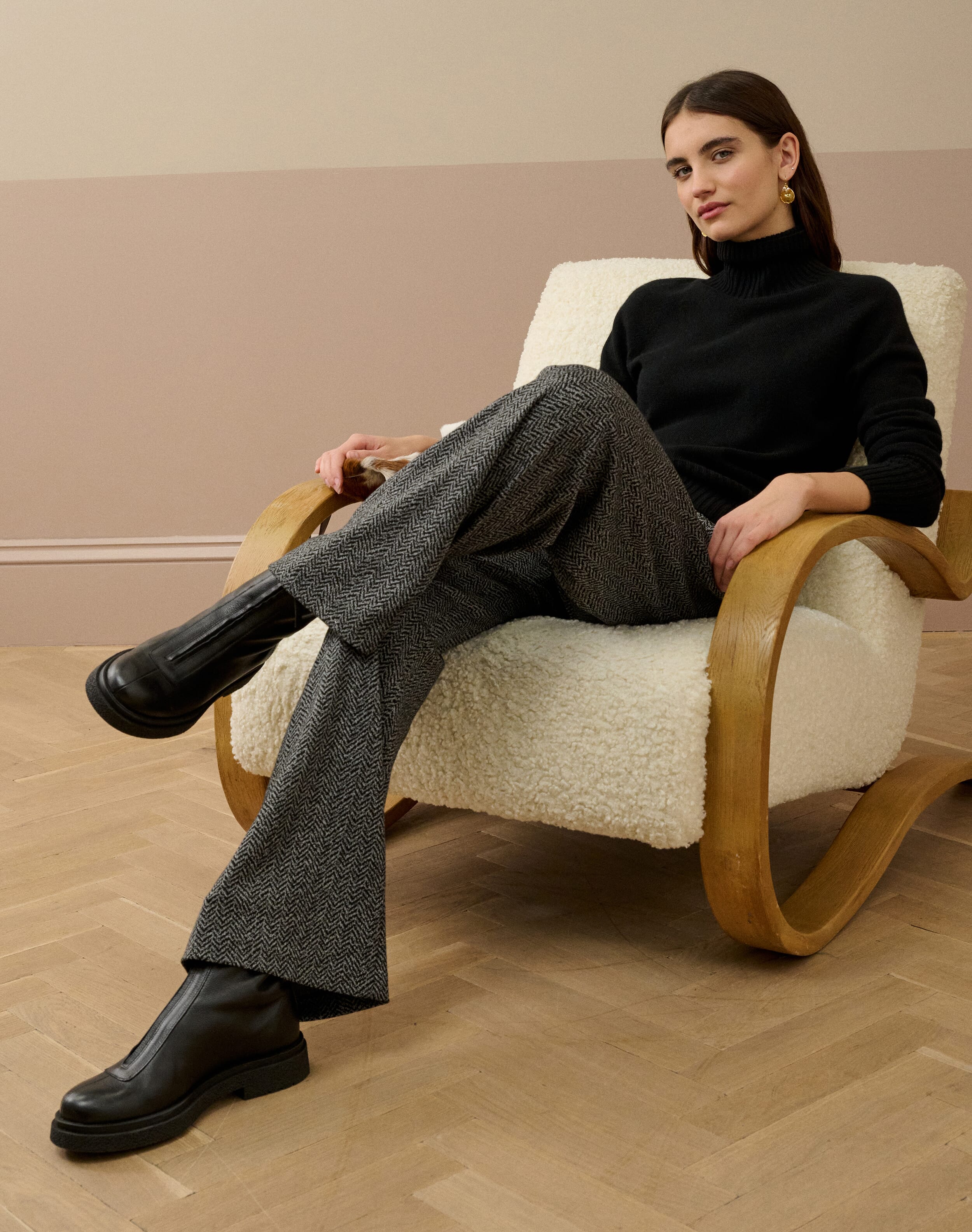 Brora Pull On Textured Weave Trousers Steel