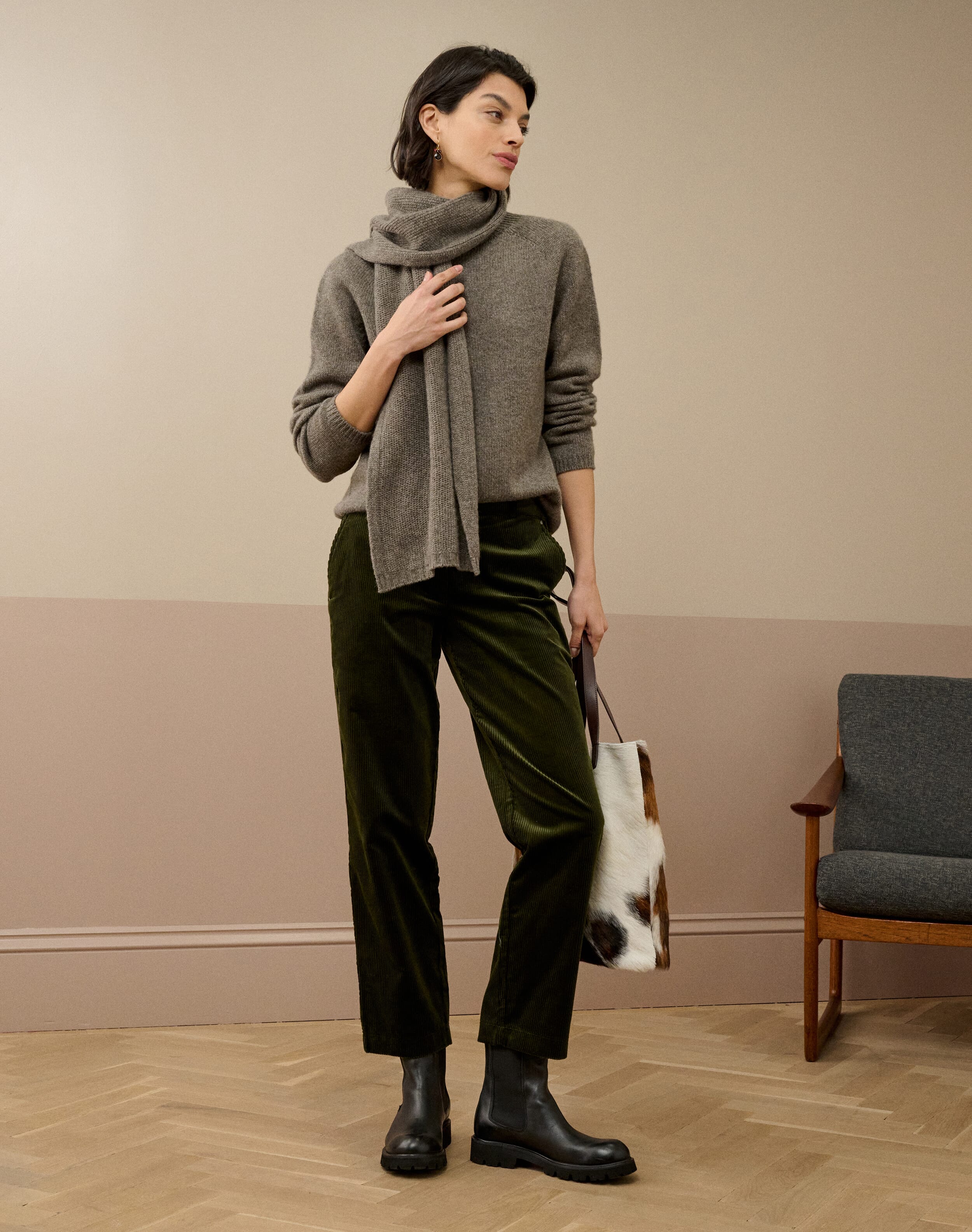 Brora Organic Corduroy Tapered Leg Trousers