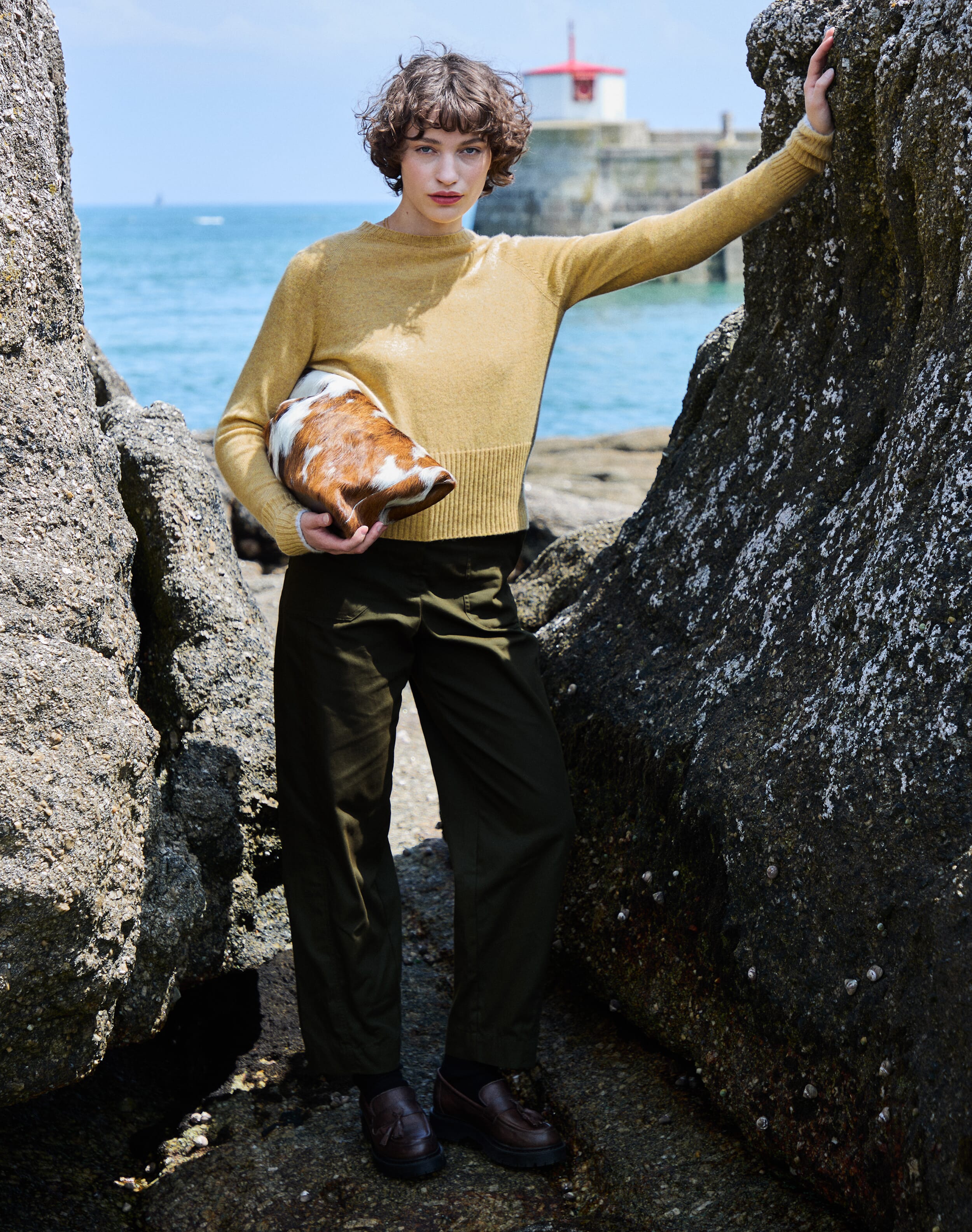Brora Cotton Canvas Barrel Leg Trousers Forest