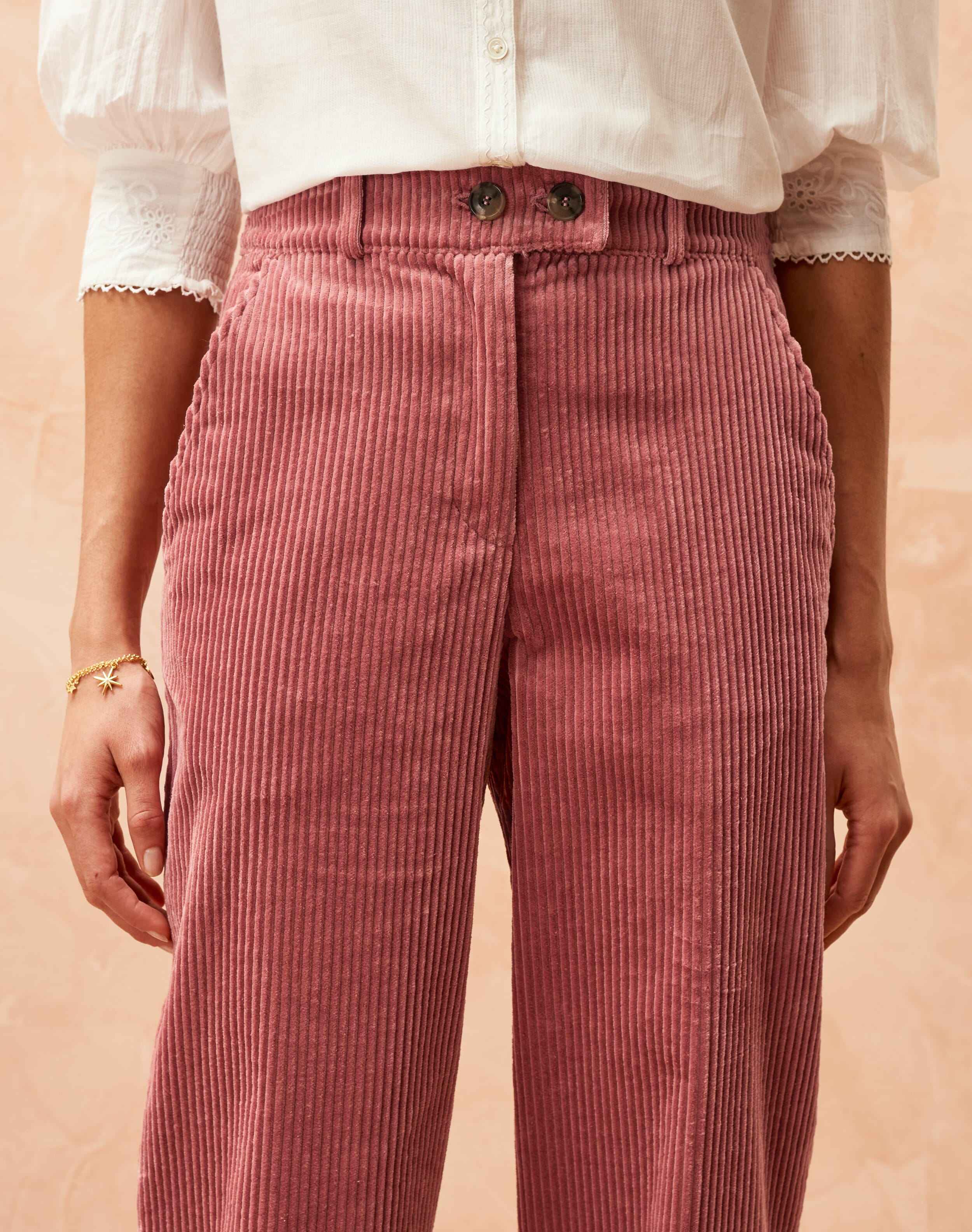 Jumbo Cord Trousers in Shell | Italian Corduroy | Brora