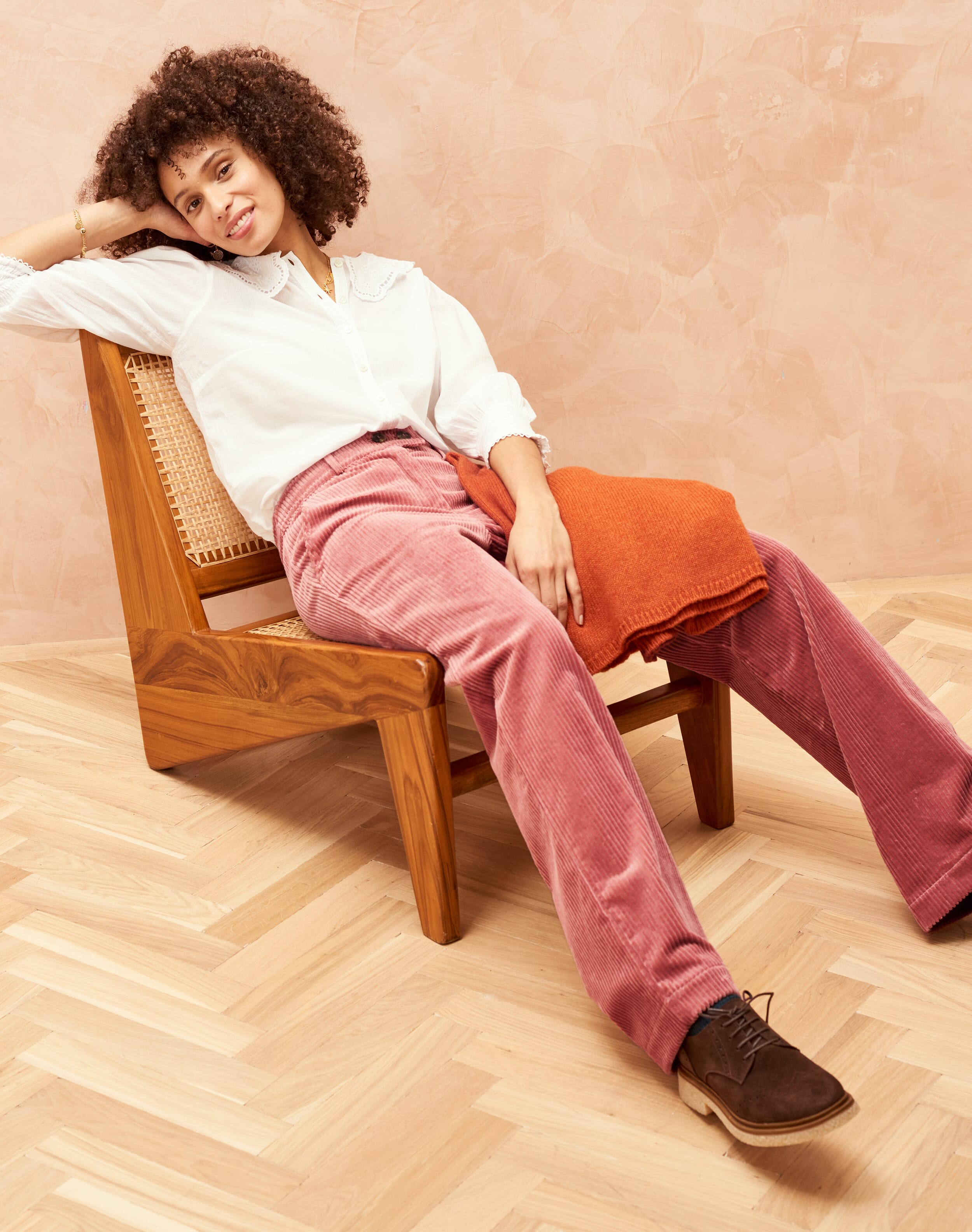 Jumbo Cord Trousers in Shell Italian Corduroy Brora
