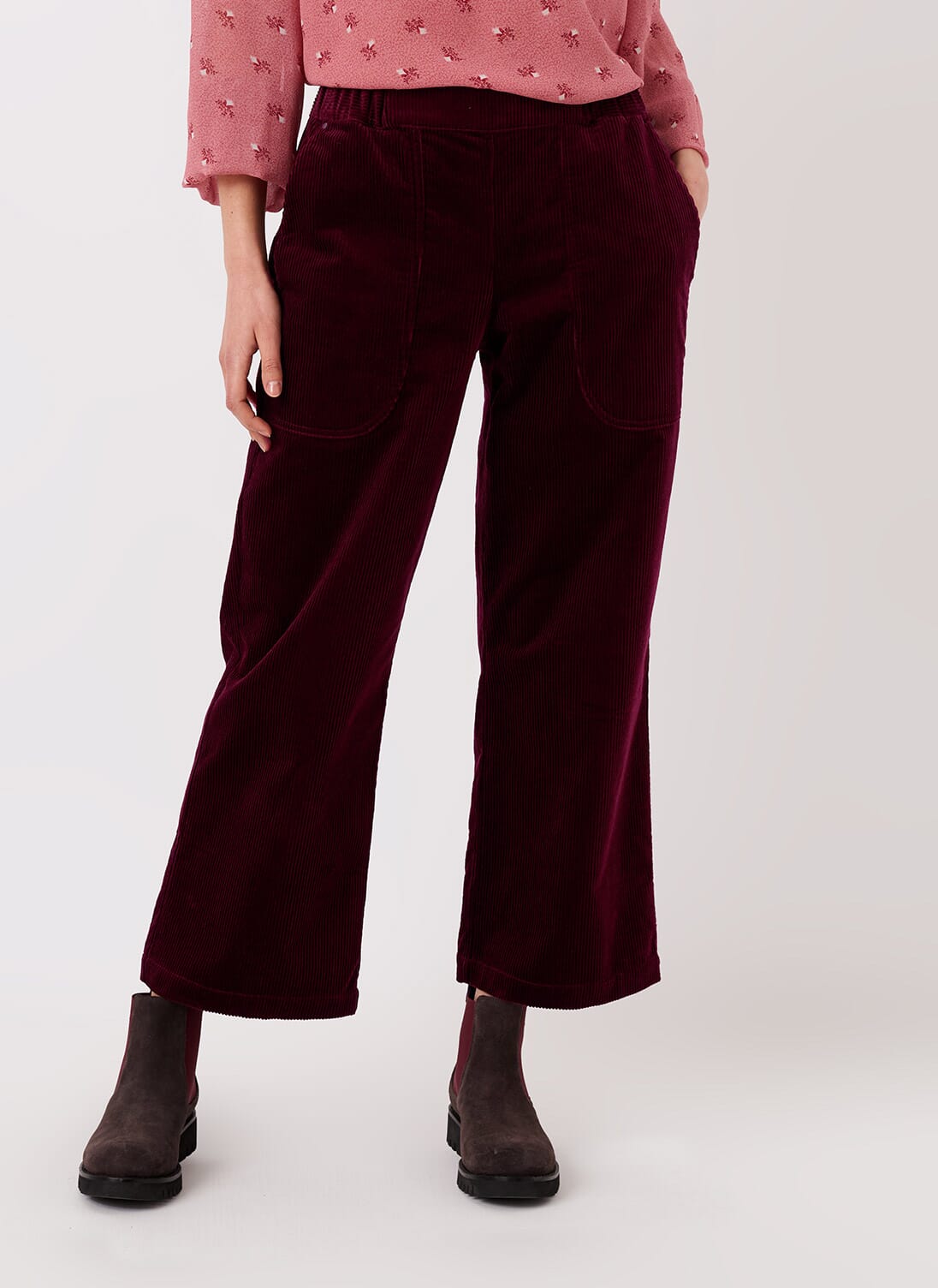 Claret Pull On Corduroy Trousers | Women's Trousers | Brora