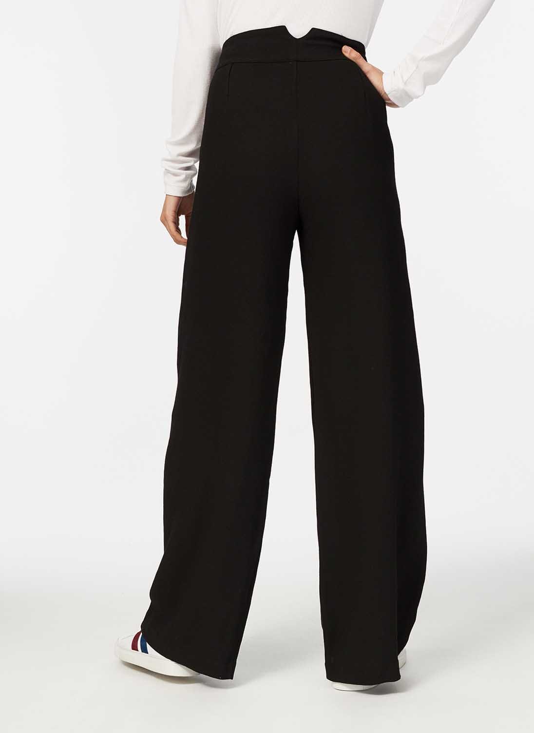 Black Wool Crepe Wide Leg Trousers | Brora