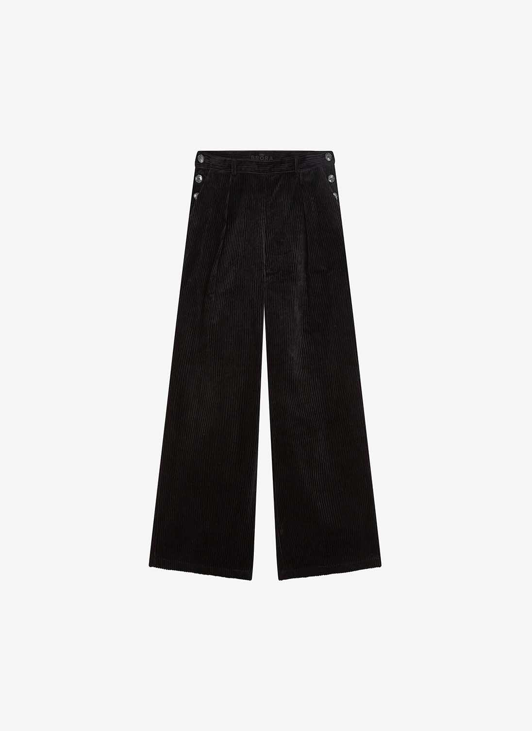 Black Jumbo Cord Wide Leg Trousers | Women's Trousers | Brora