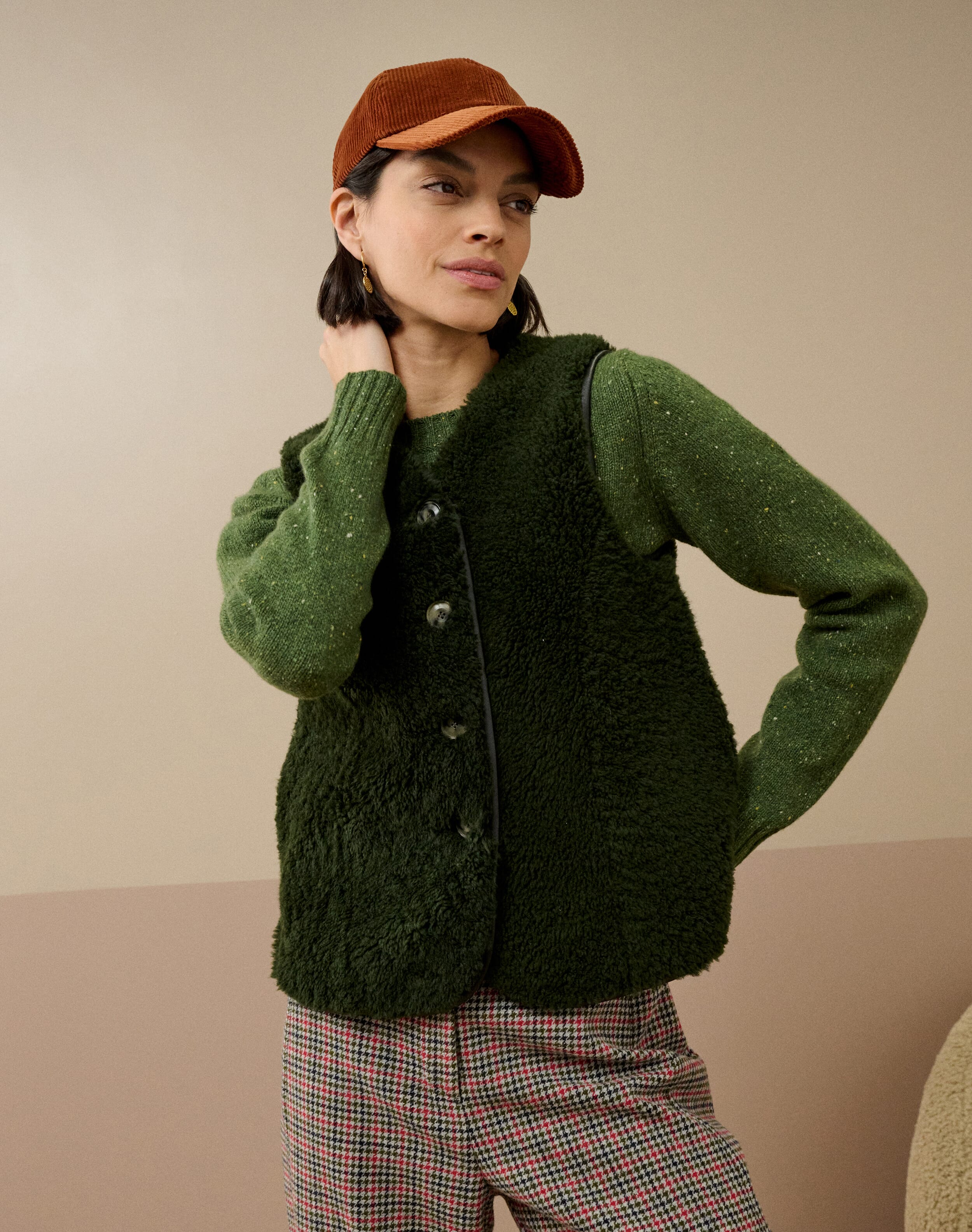 Sheepskin Gilet in Forest | Women's Jackets | Brora Clearance