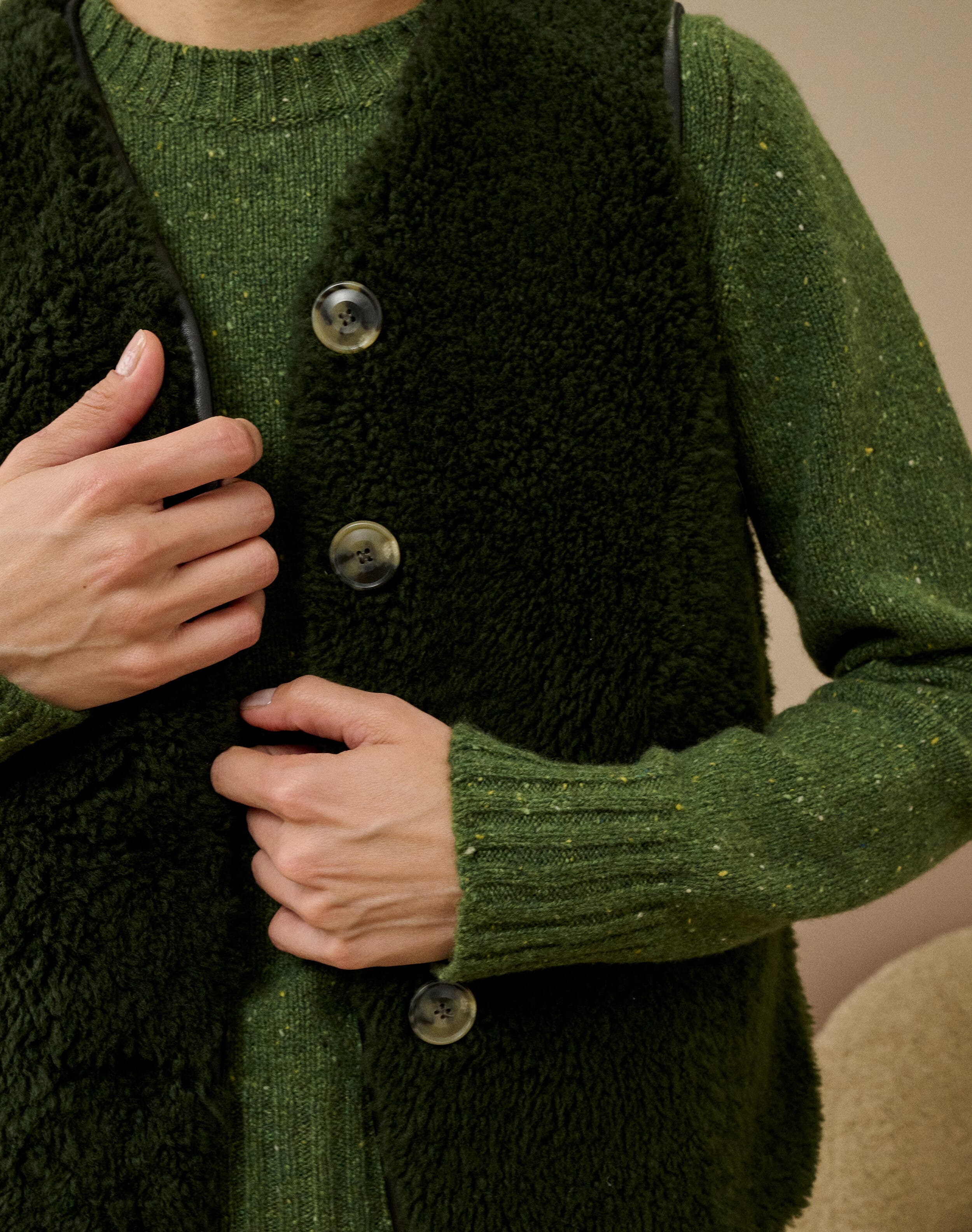 Sheepskin Gilet in Forest | Women's Jackets | Brora Clearance