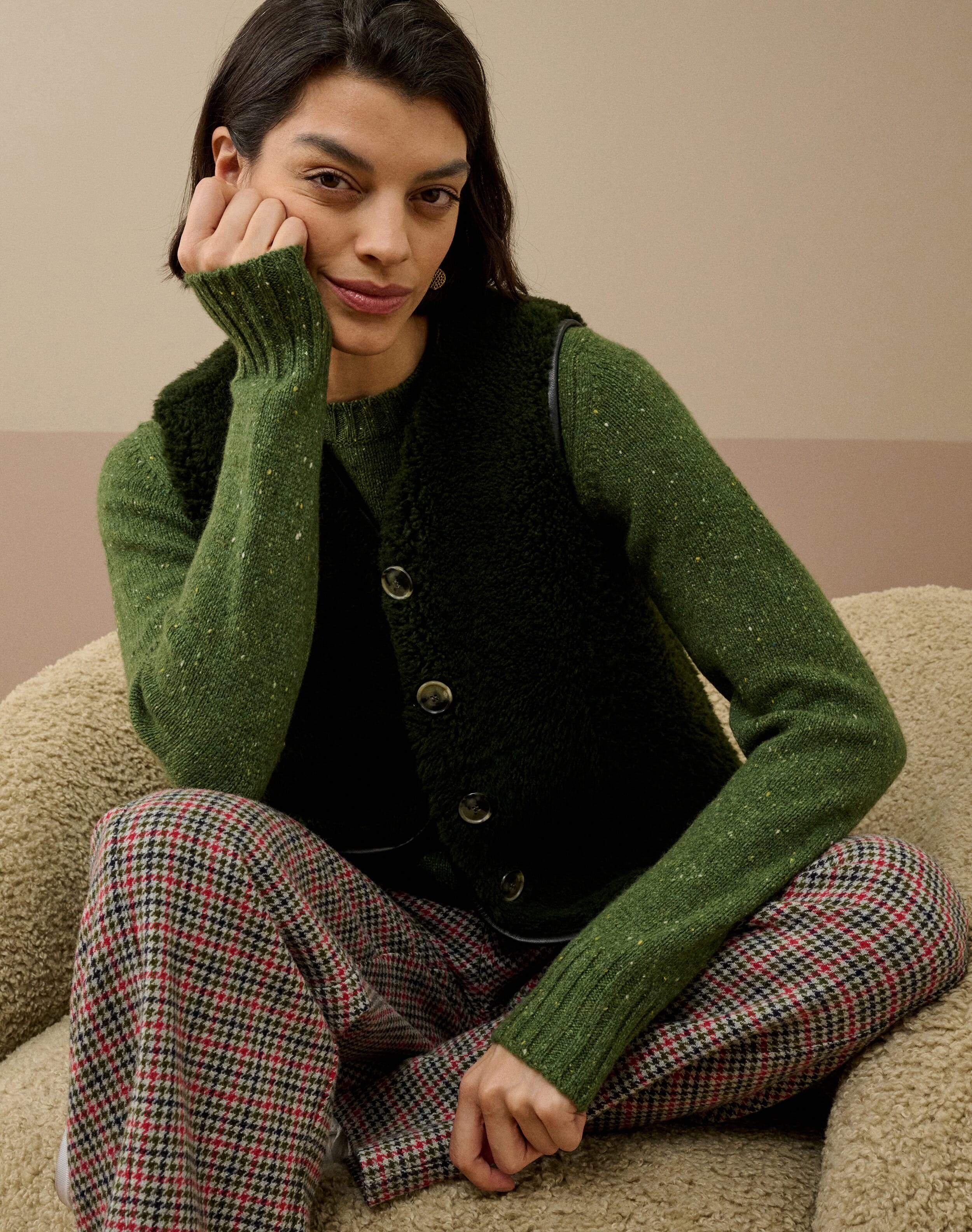 Brora Sheepskin Gilet Forest