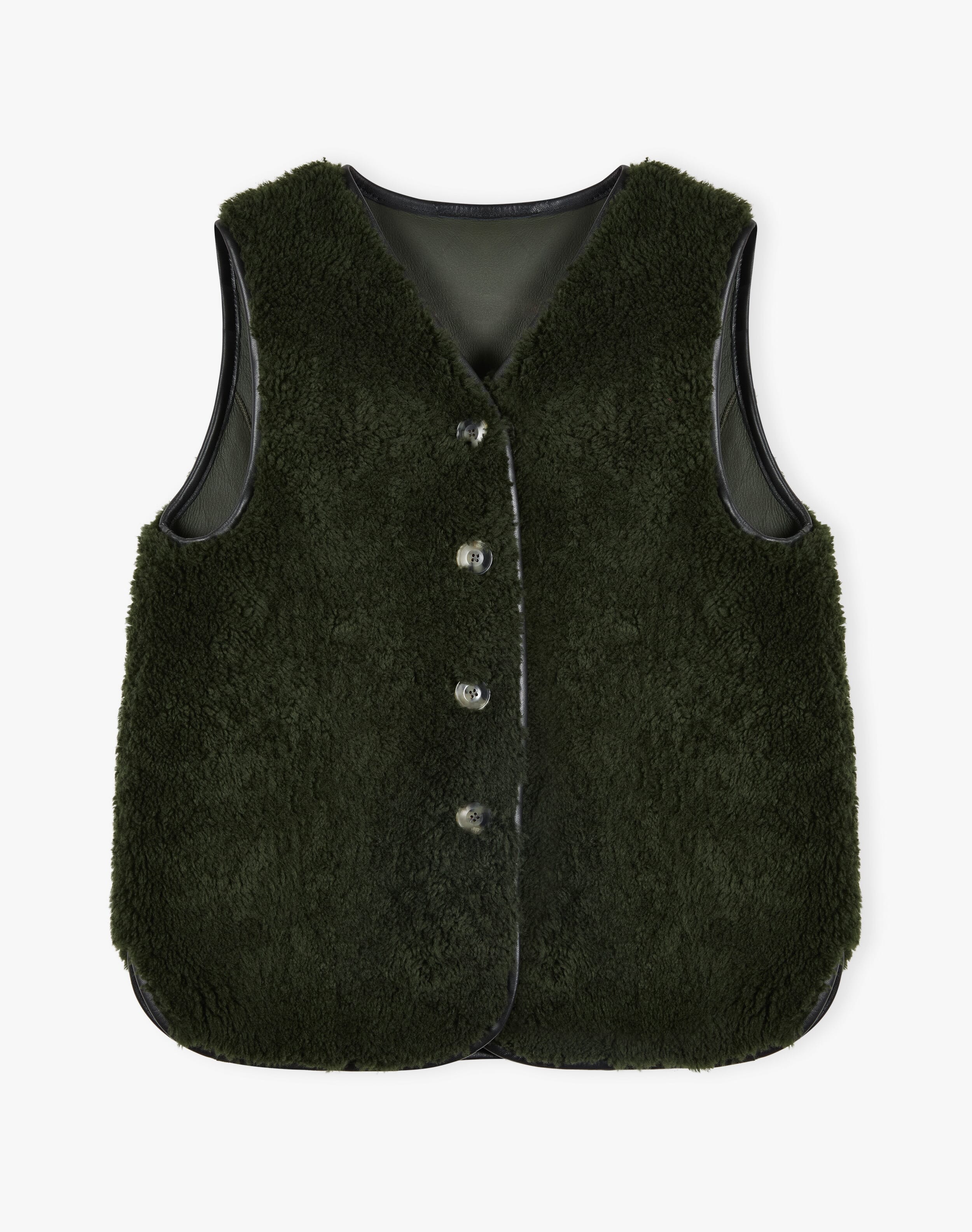 Sheepskin Gilet in Forest | Women's Jackets | Brora Clearance
