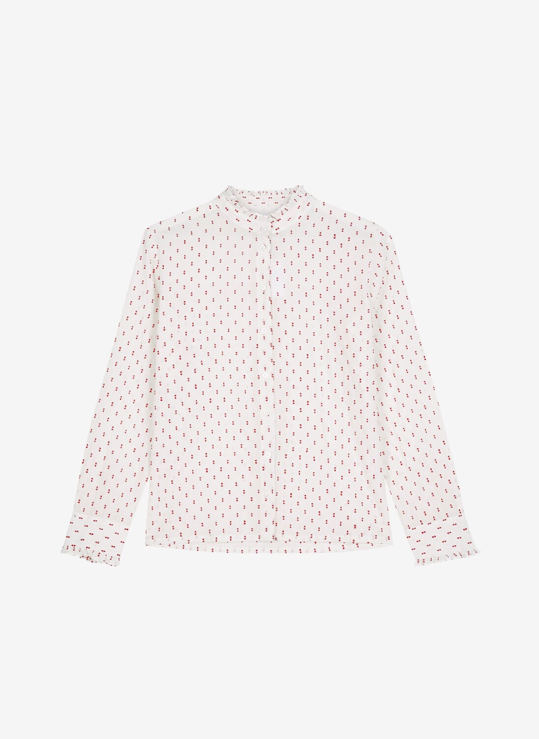 White & Poppy Cotton Dobby Spot Pie Crust Blouse Blouses Brora
