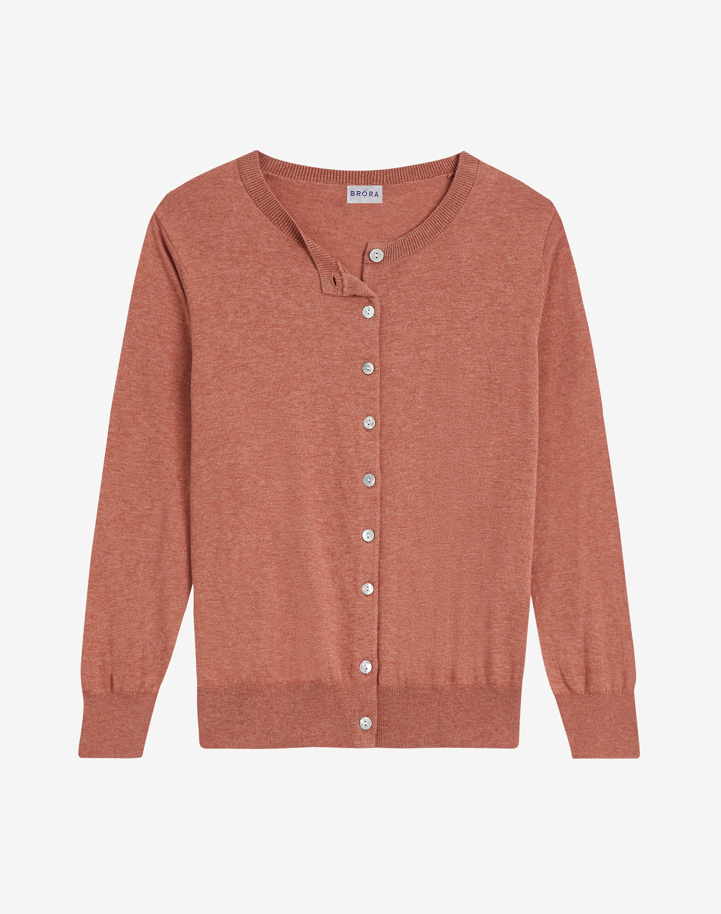 Cotton Knit Cardigan in Hazelnut Layering Staples Brora