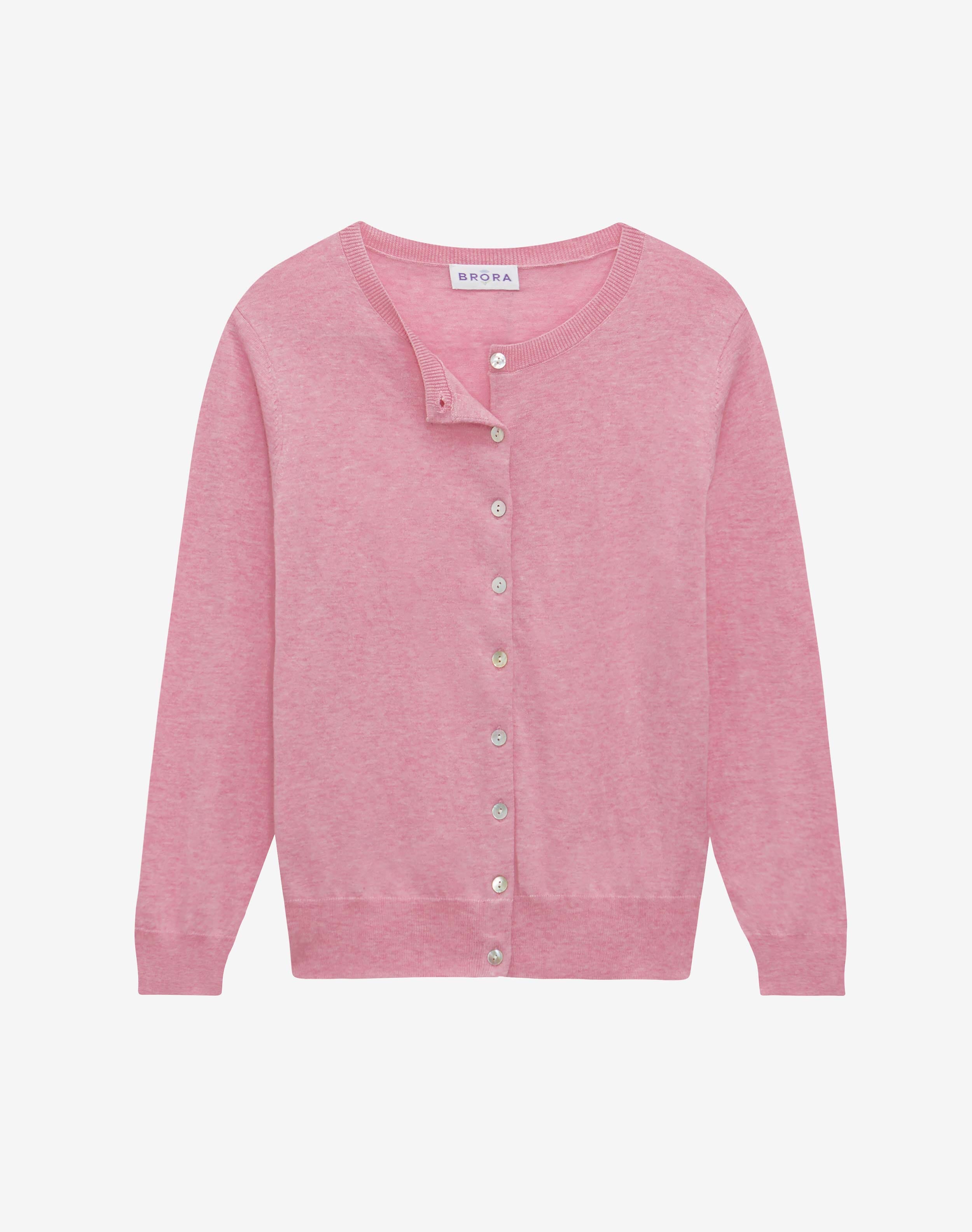 Pink Cotton Knit Cardigan | Women's Cardigans | Brora Fashion