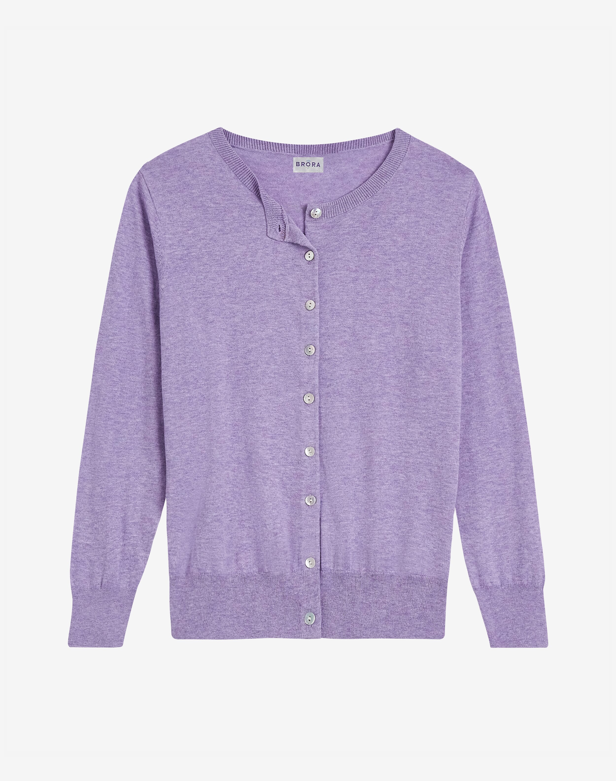 Cotton Knit Cardigan in Wisteria Layering Staples Brora