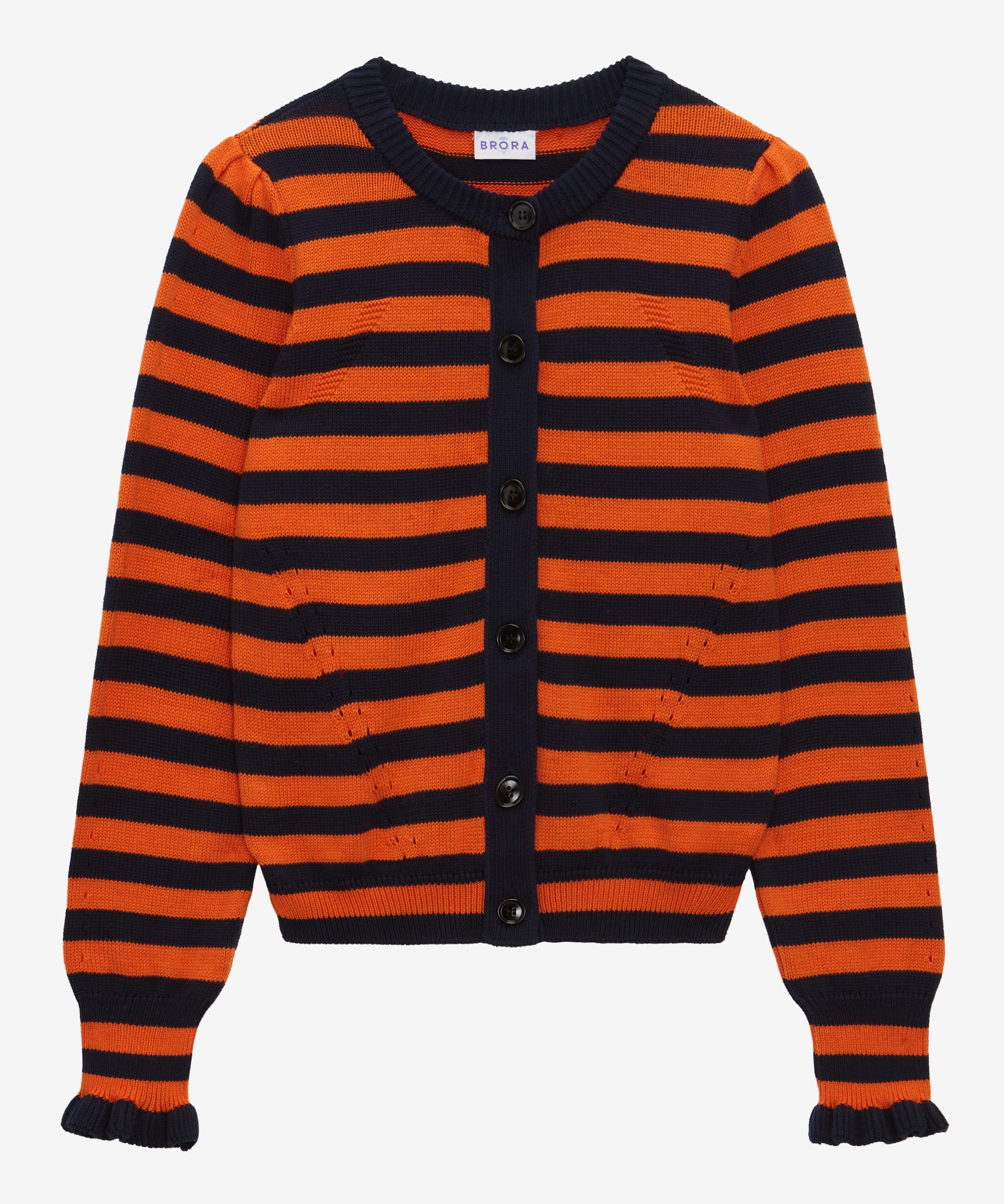 Orange Cotton Stripe Cardigan | Women's Cardigans | Brora Fashion