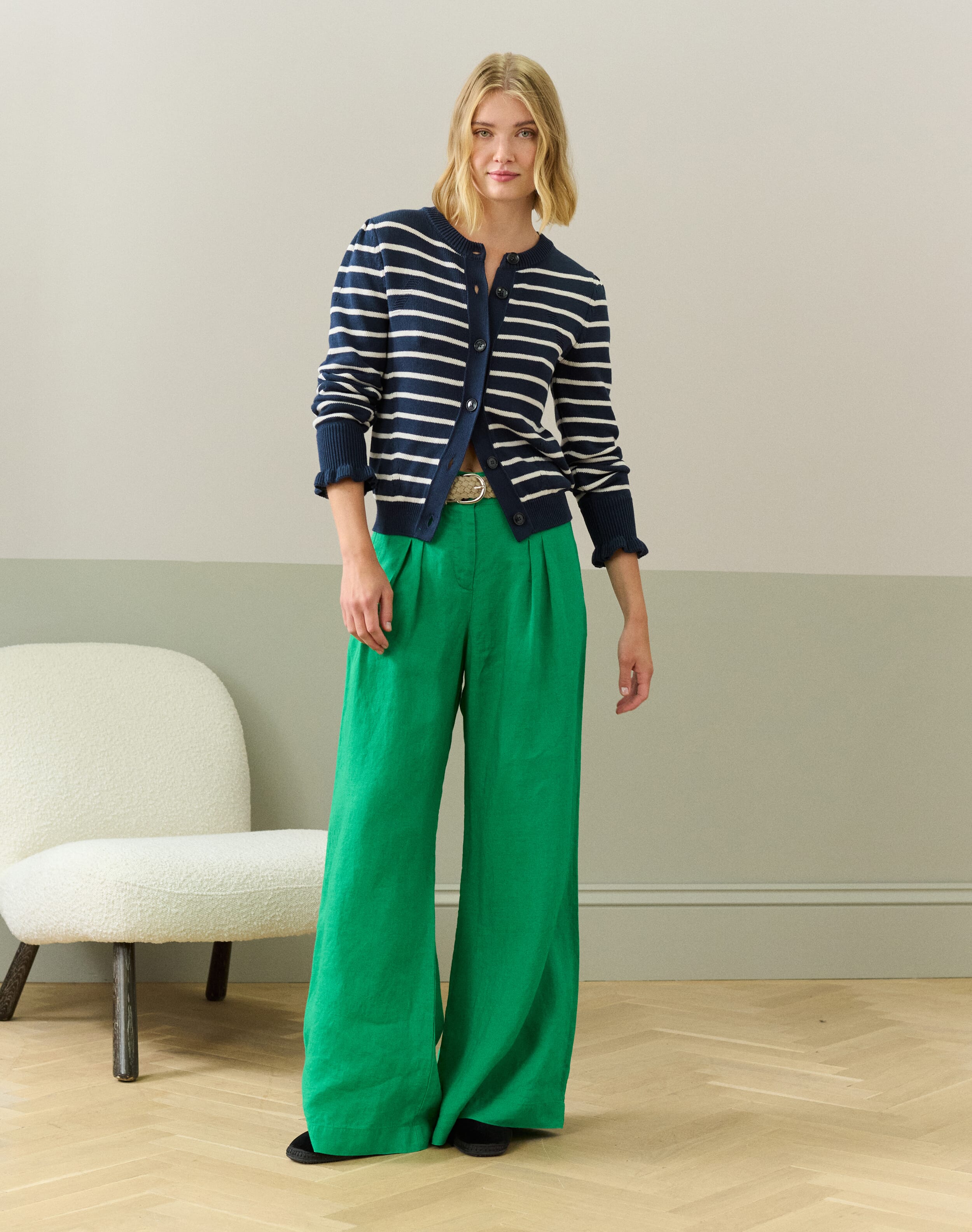 CST-L2504 ECRU RIBBED CARDIGAN main image 0