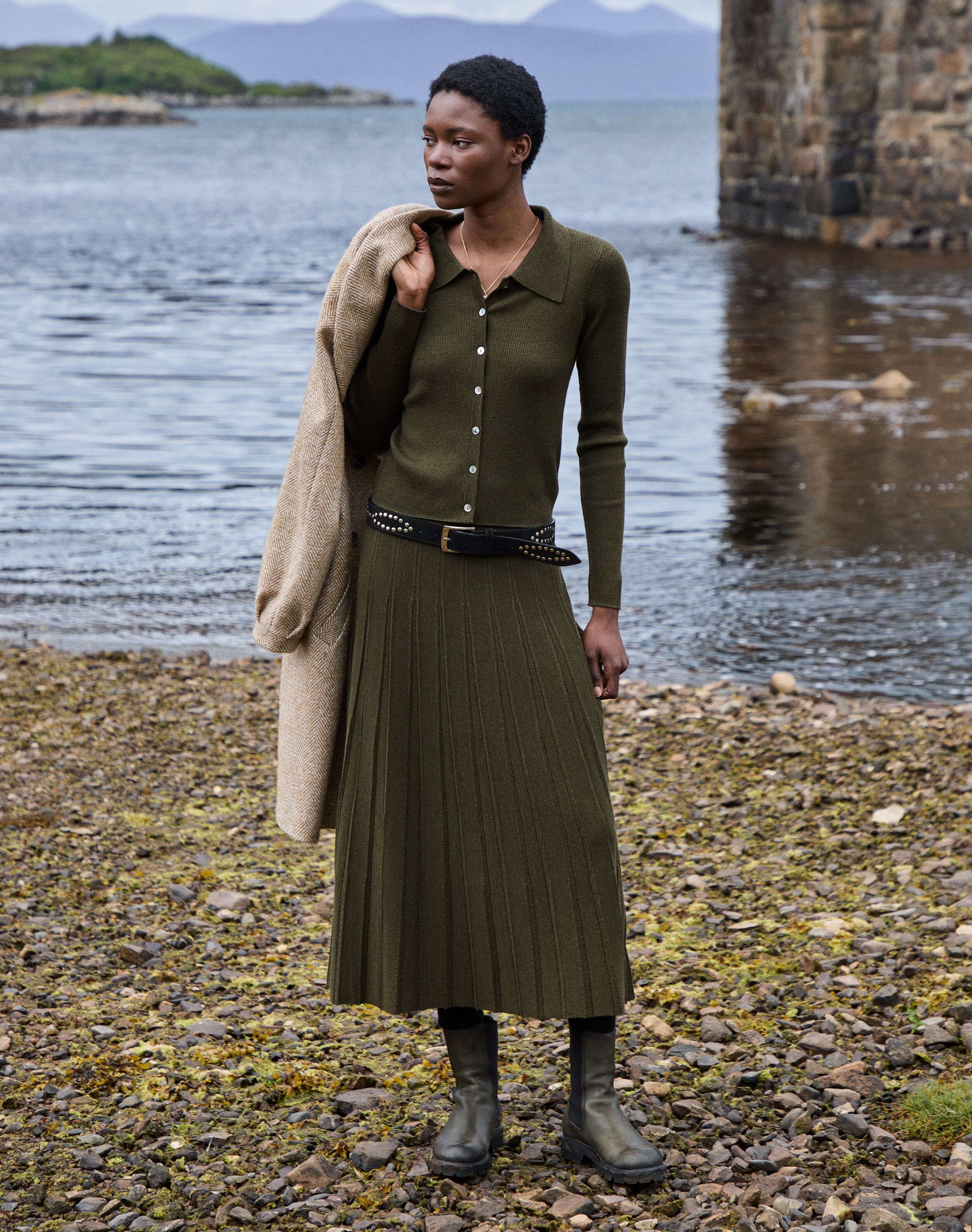 Brora Merino Collared Cardigan