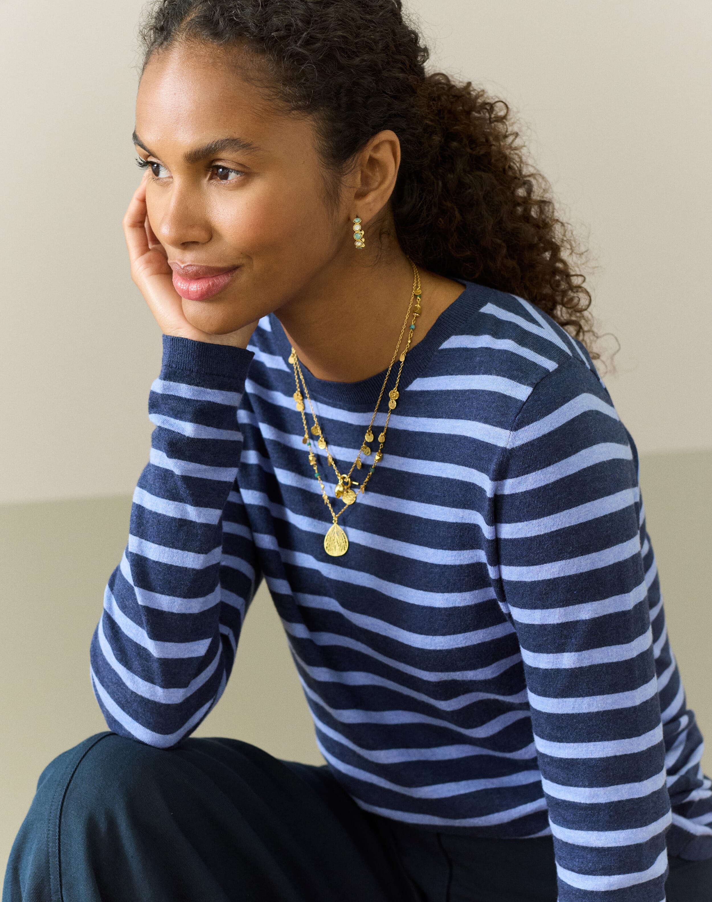 Brora Cotton Knit Stripe T - 2