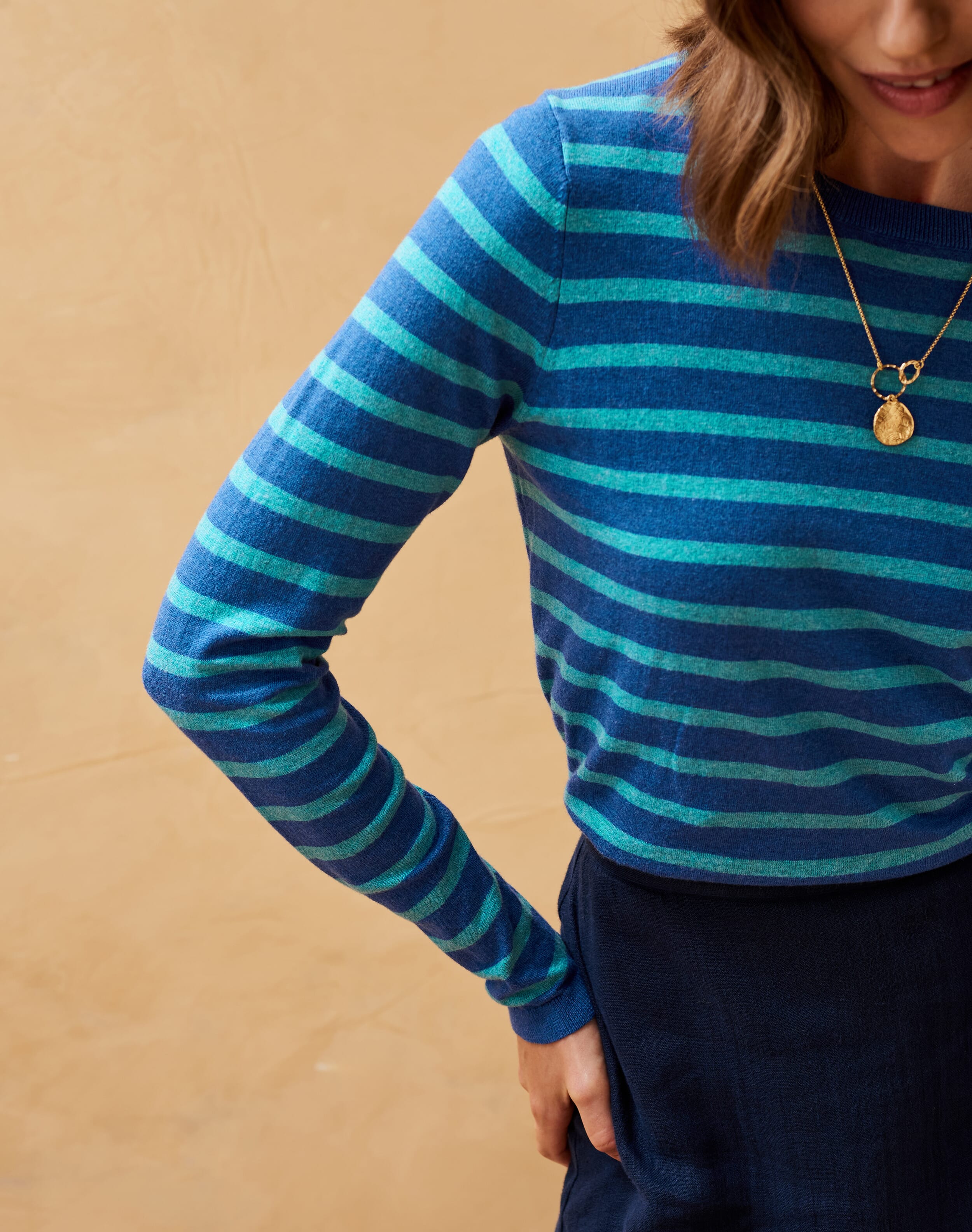 Blue Streak Side Shirred Knit Top