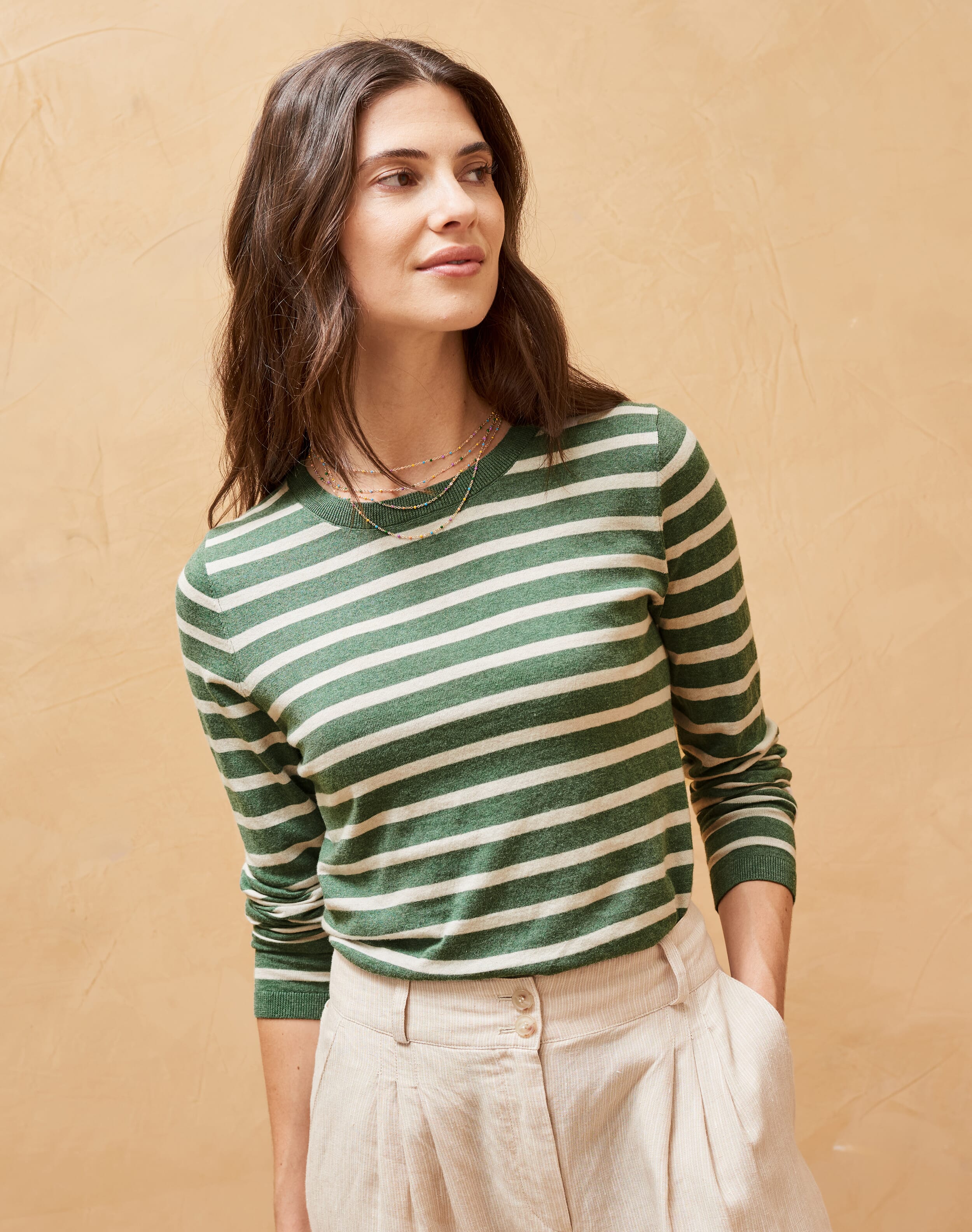 Green Lines T-Shirt With Stylish Cotton Dungaree