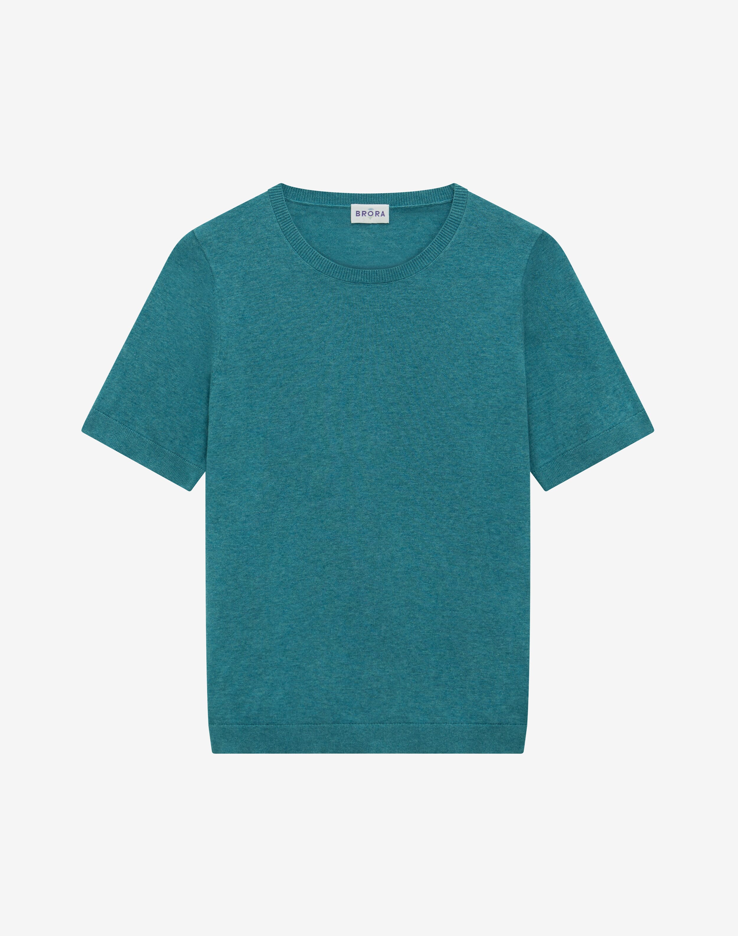 Aqua Blue Cotton Knit Classic T-Shirt | Women's Shirts | Brora Fashion