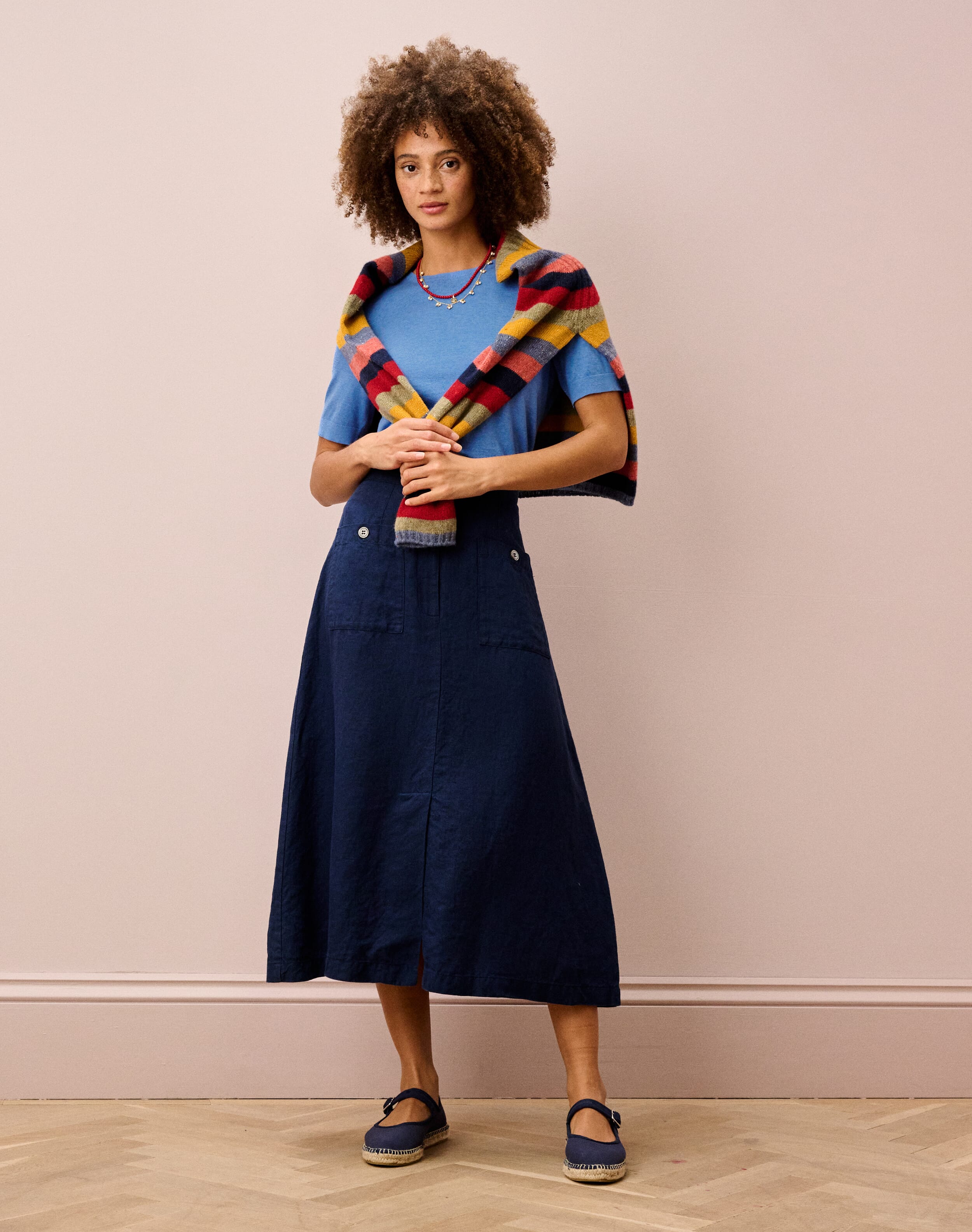Brora Cotton Knit Classic T-Shirt Bluebell  - Size: 18