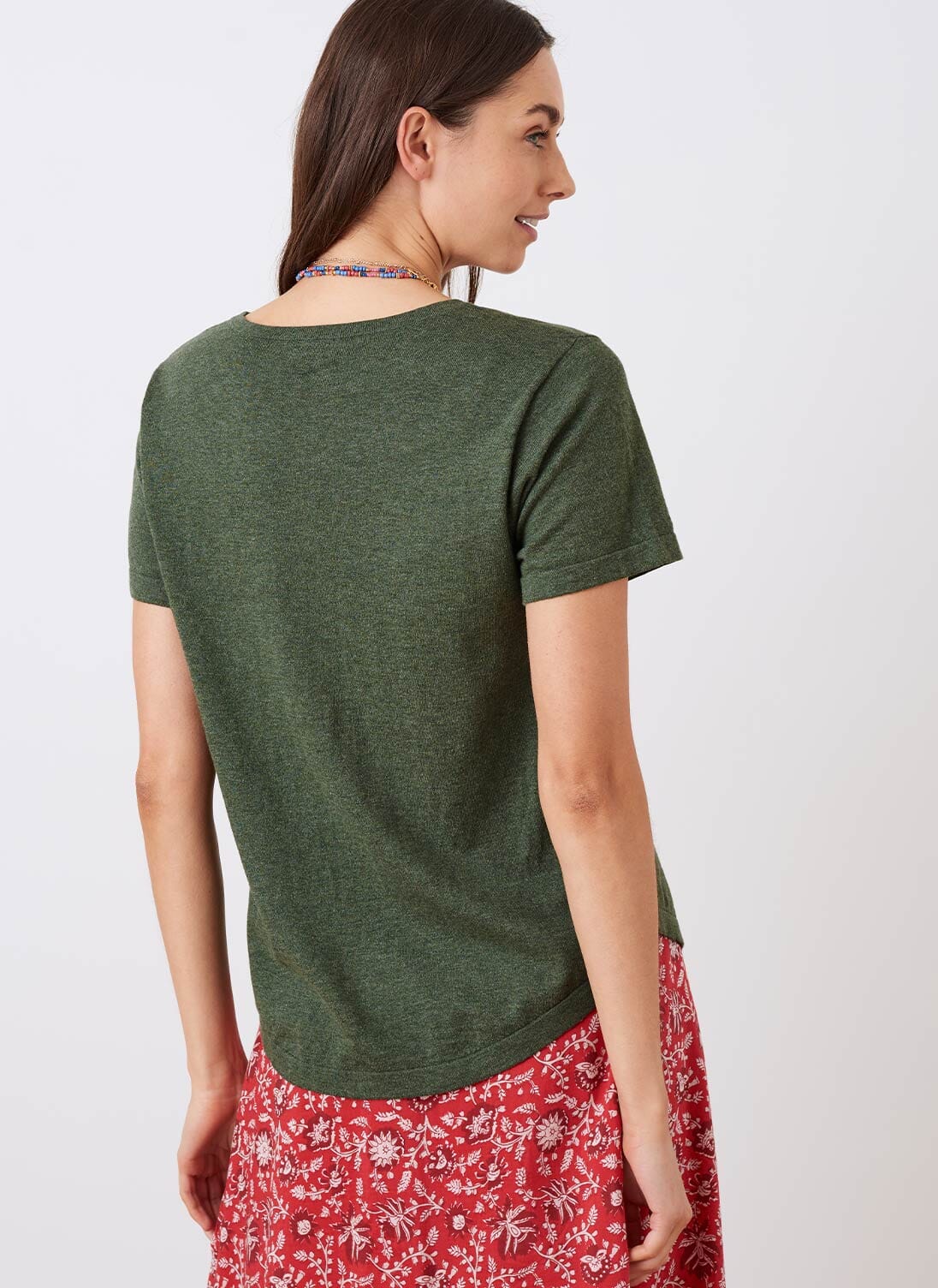 Khaki Cotton Knit TShirt Women's TShirts Brora