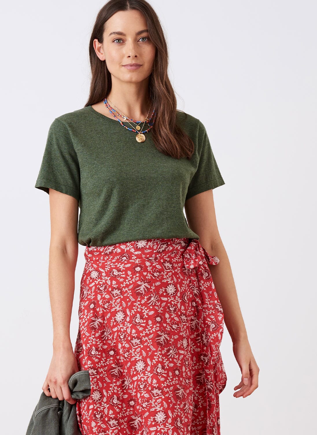 Khaki Cotton Knit TShirt Women's TShirts Brora