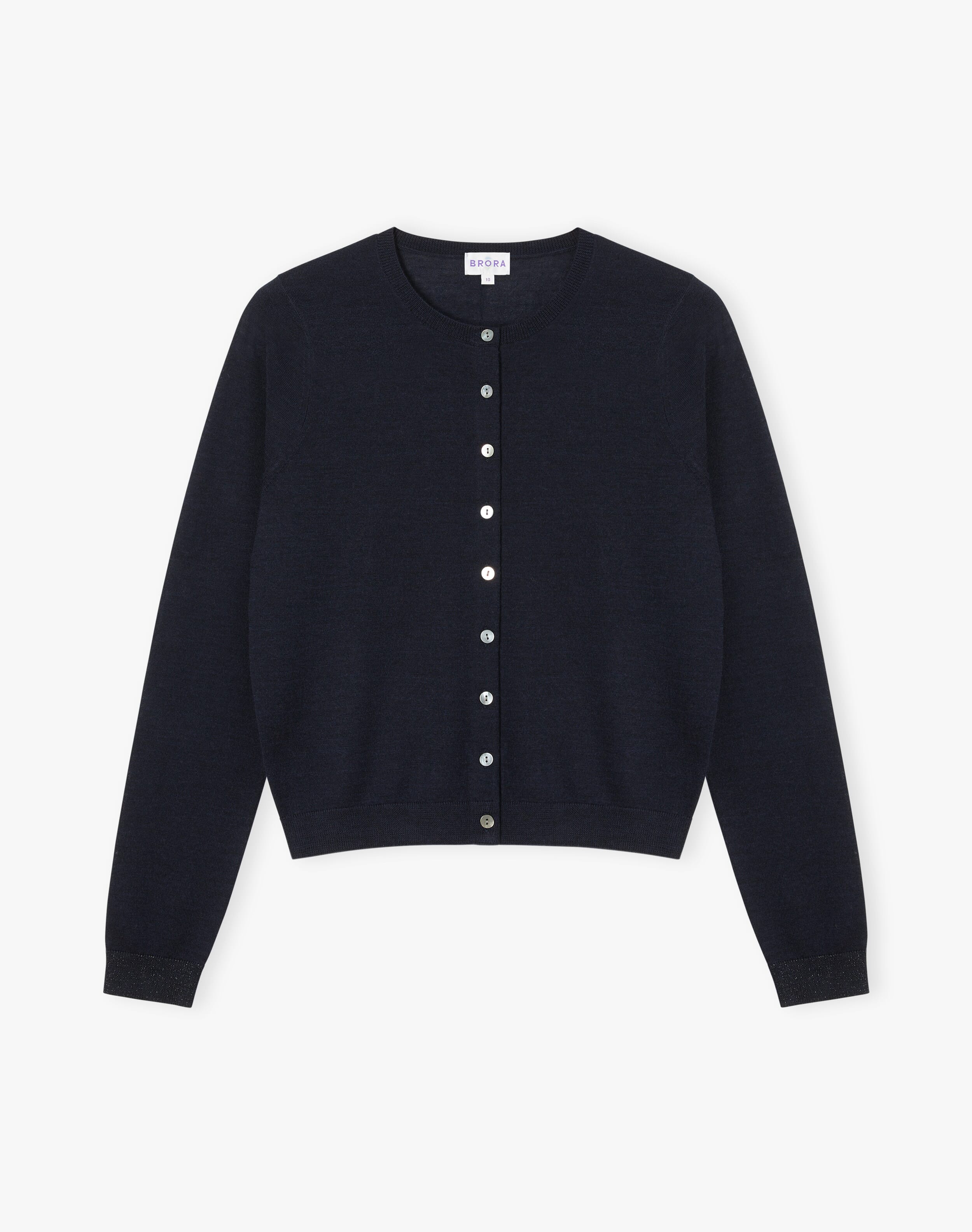 BERGOS CREW NECK CARDIGAN BROWN MEL