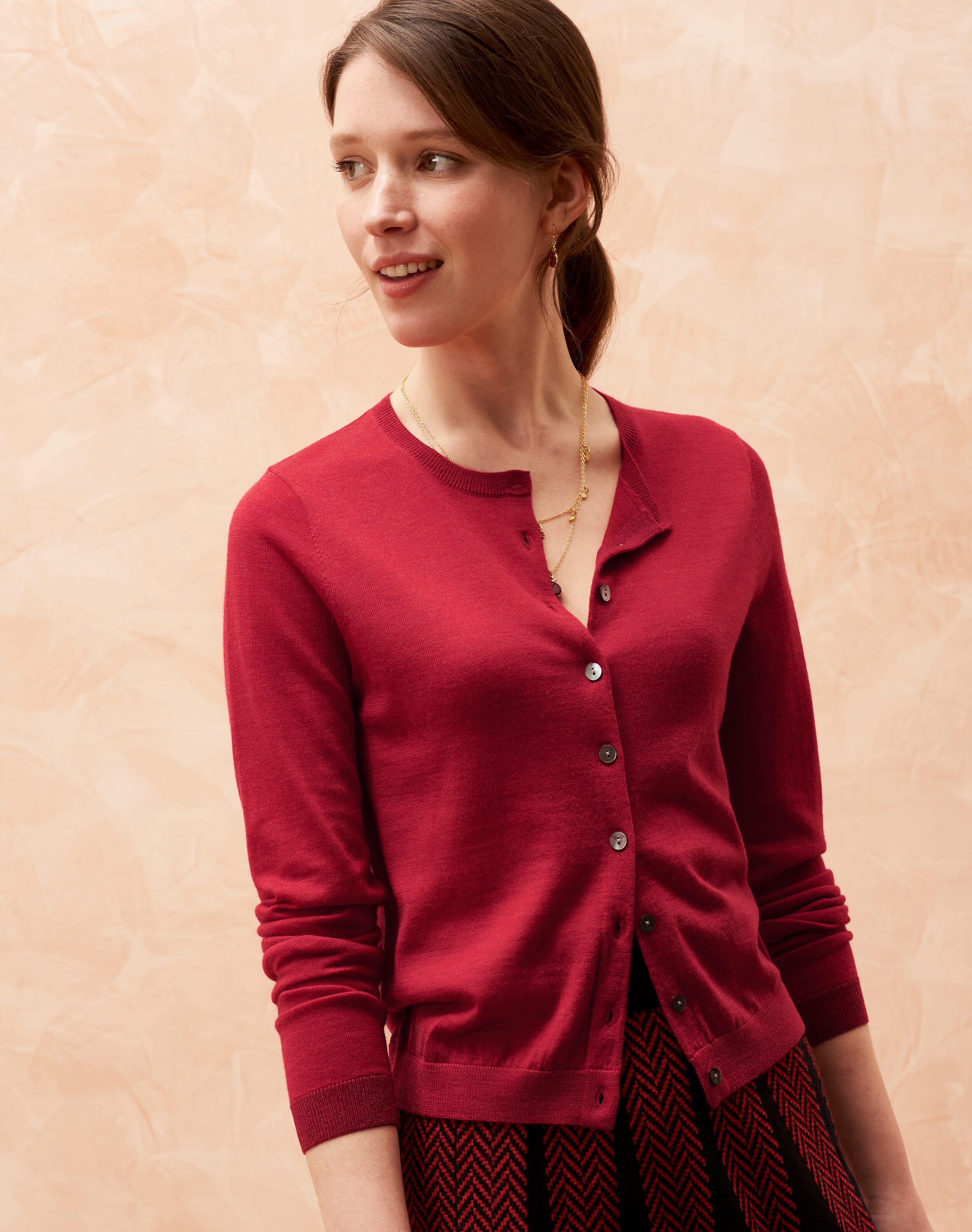 Merino Cardigan in Flame Women's Transitional Layers Brora