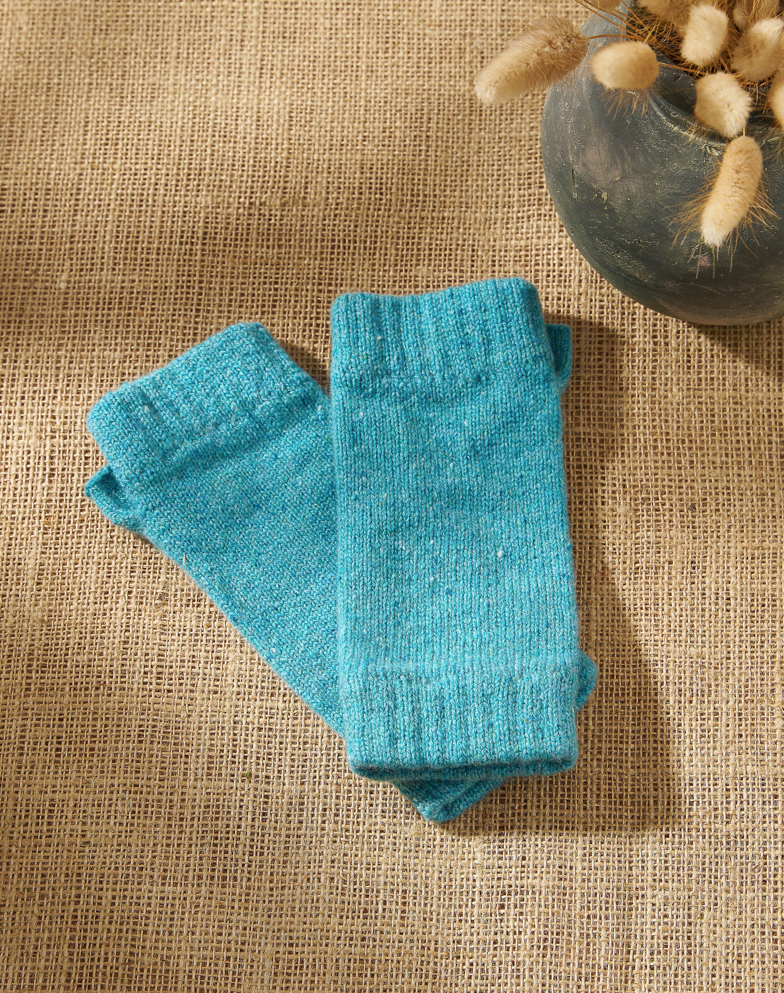 Brora Cashmere Donegal Wristwarmers Ocean