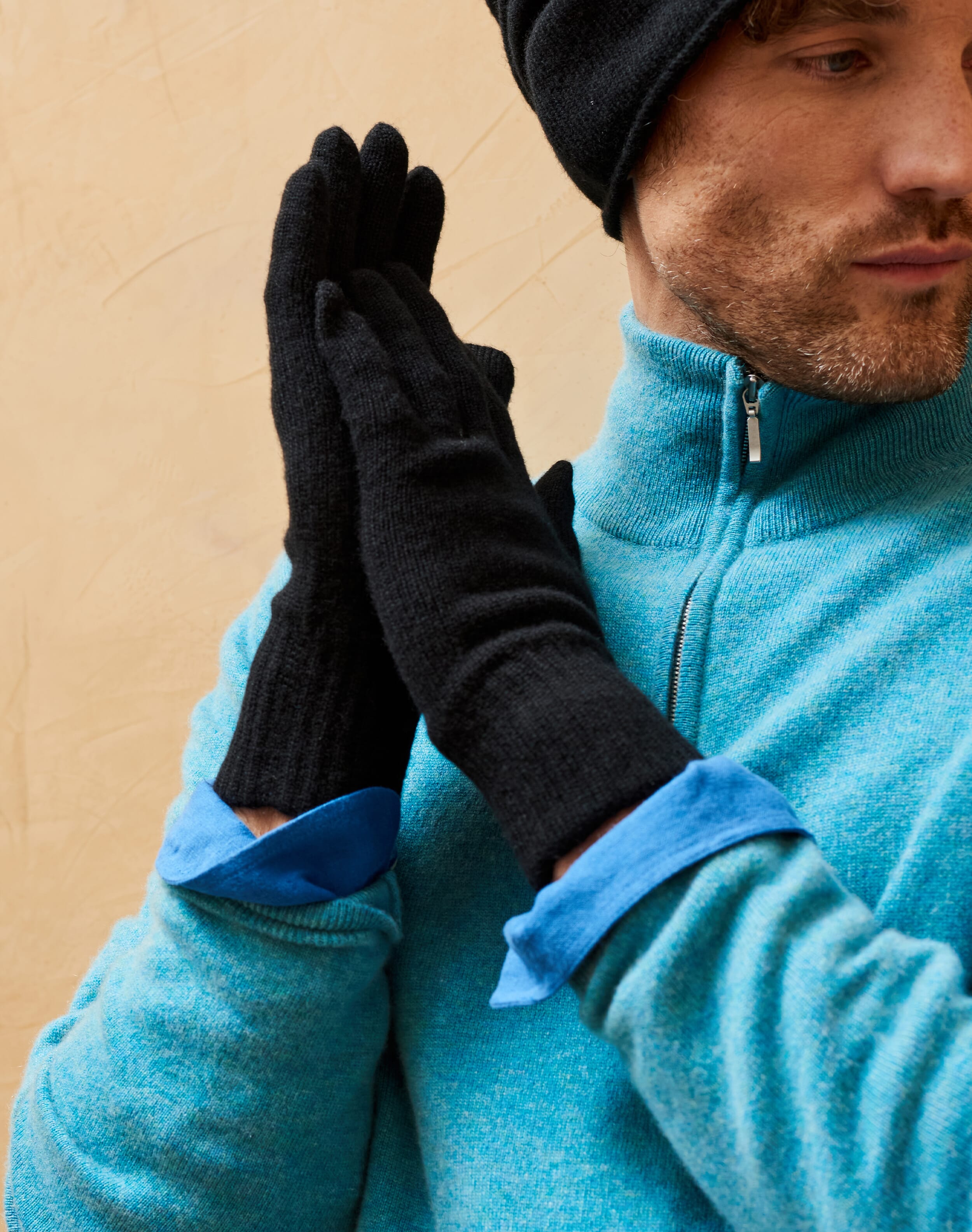 Unisex Men's Cashmere Gloves Black