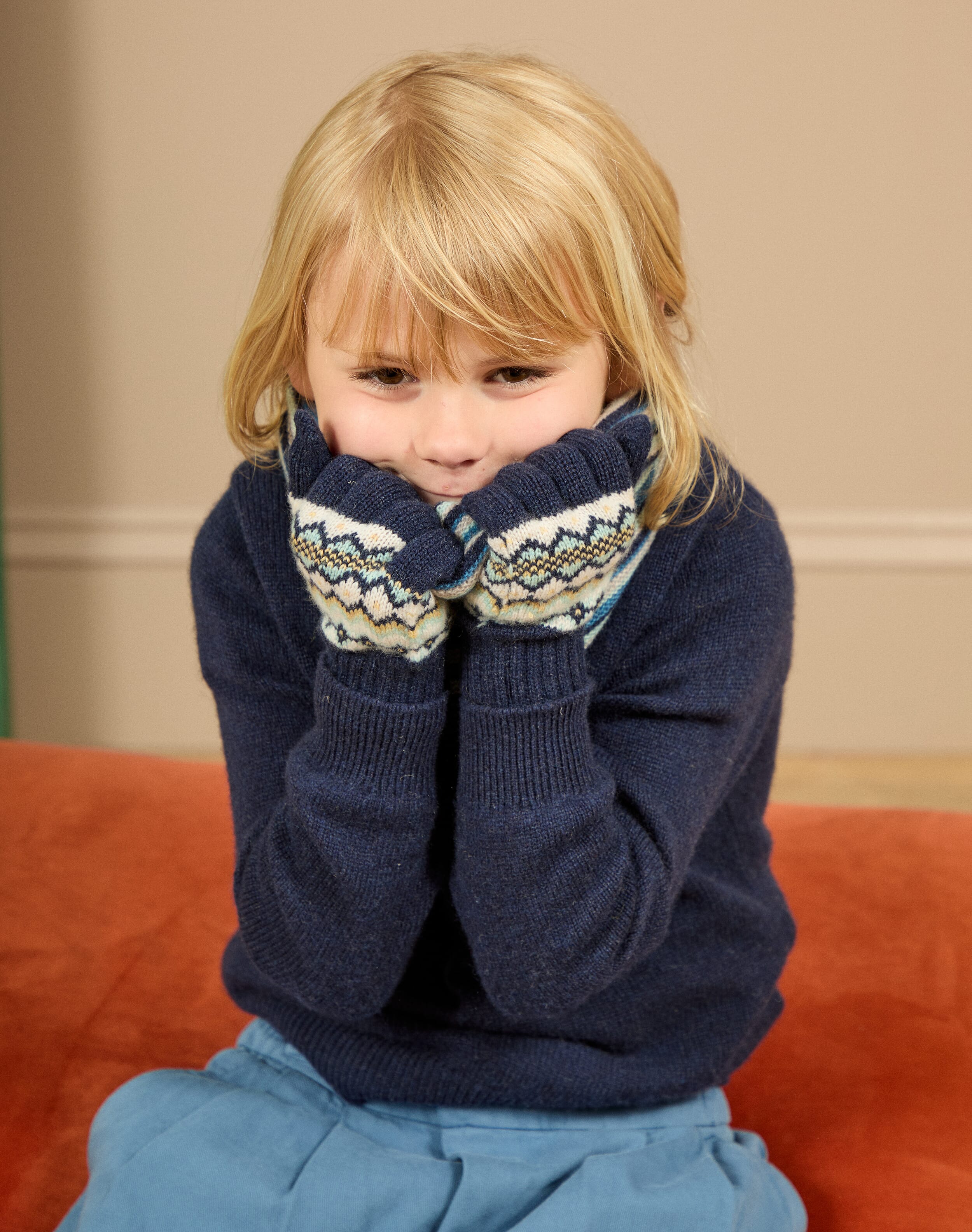 Brora Cashmere Folk Fair Isle Gloves French