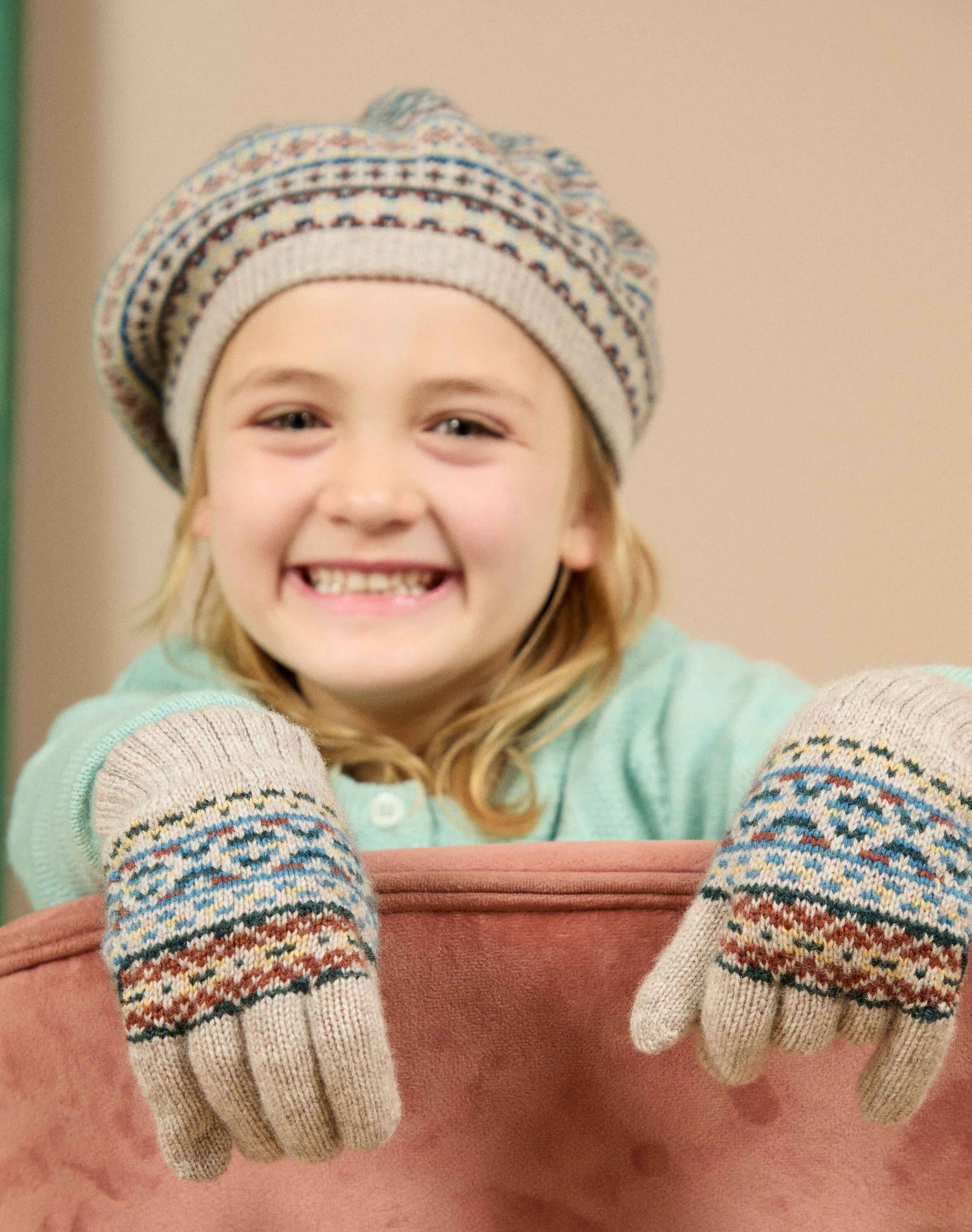 Brora Cashmere Ditsy Fair Isle Gloves Ash