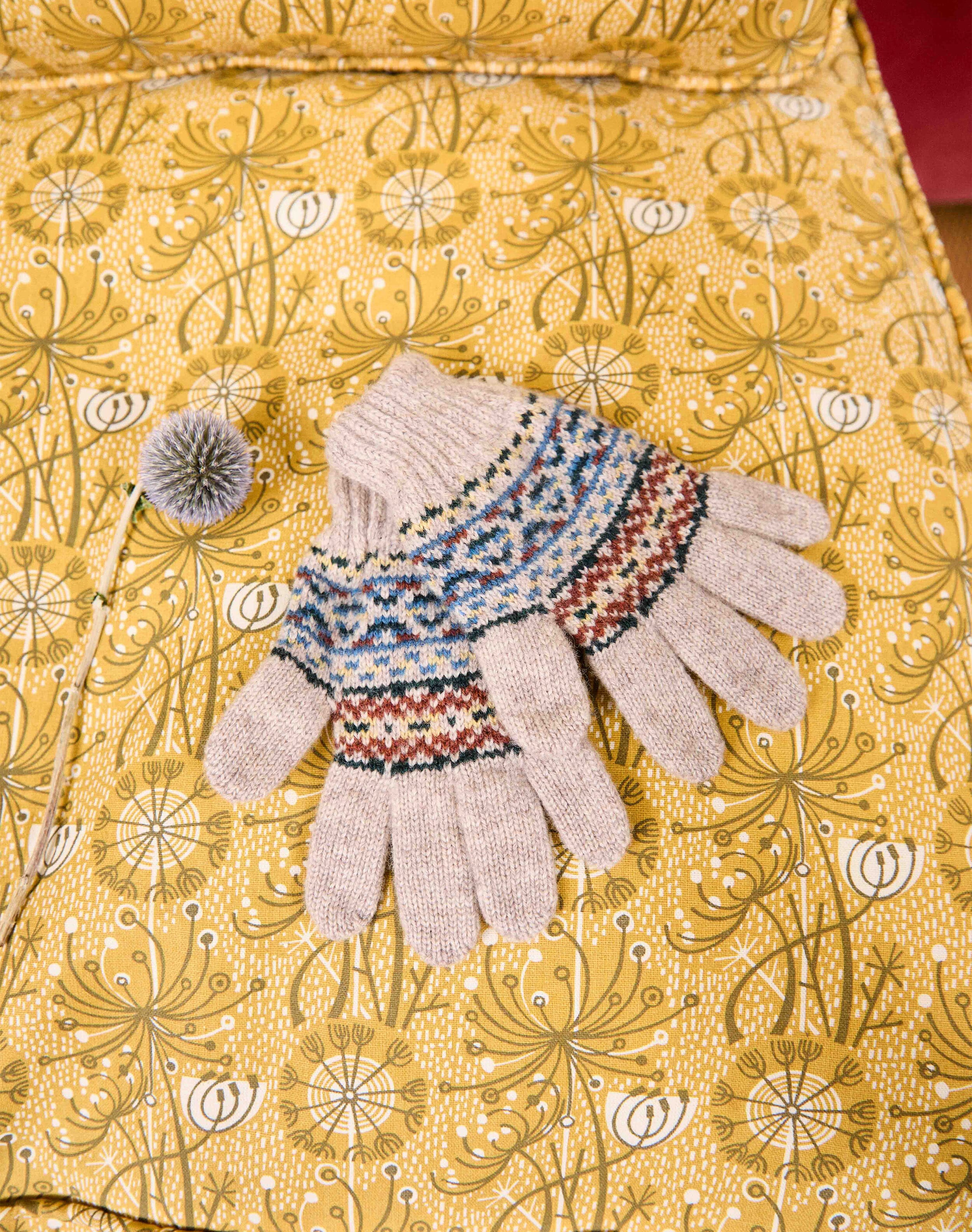 Brora Cashmere Ditsy Fair Isle Gloves Ash