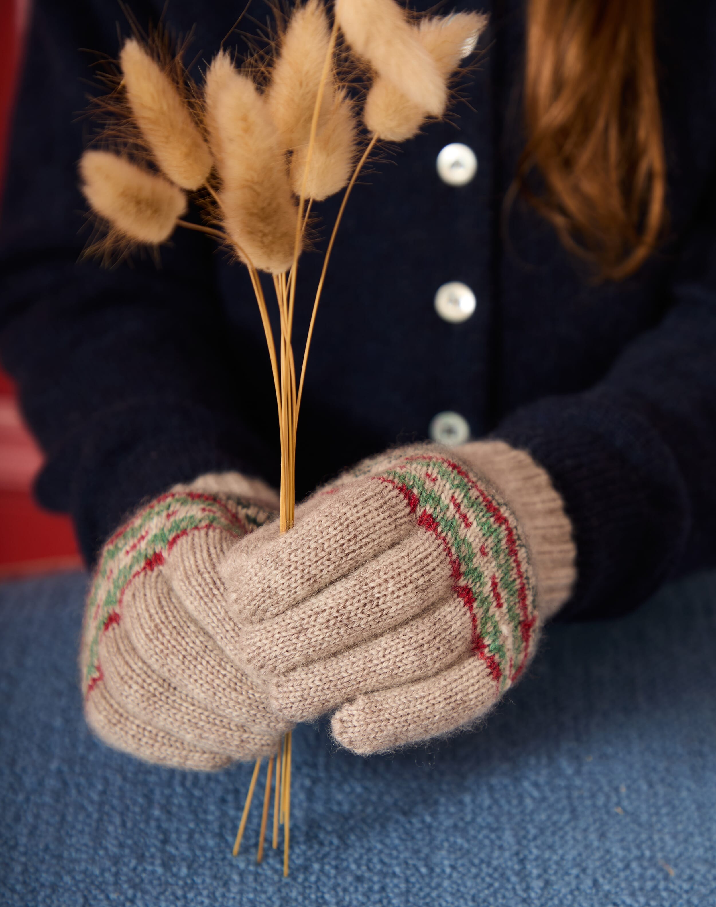 Brora Cashmere Ditsy Fair Isle Gloves Ash