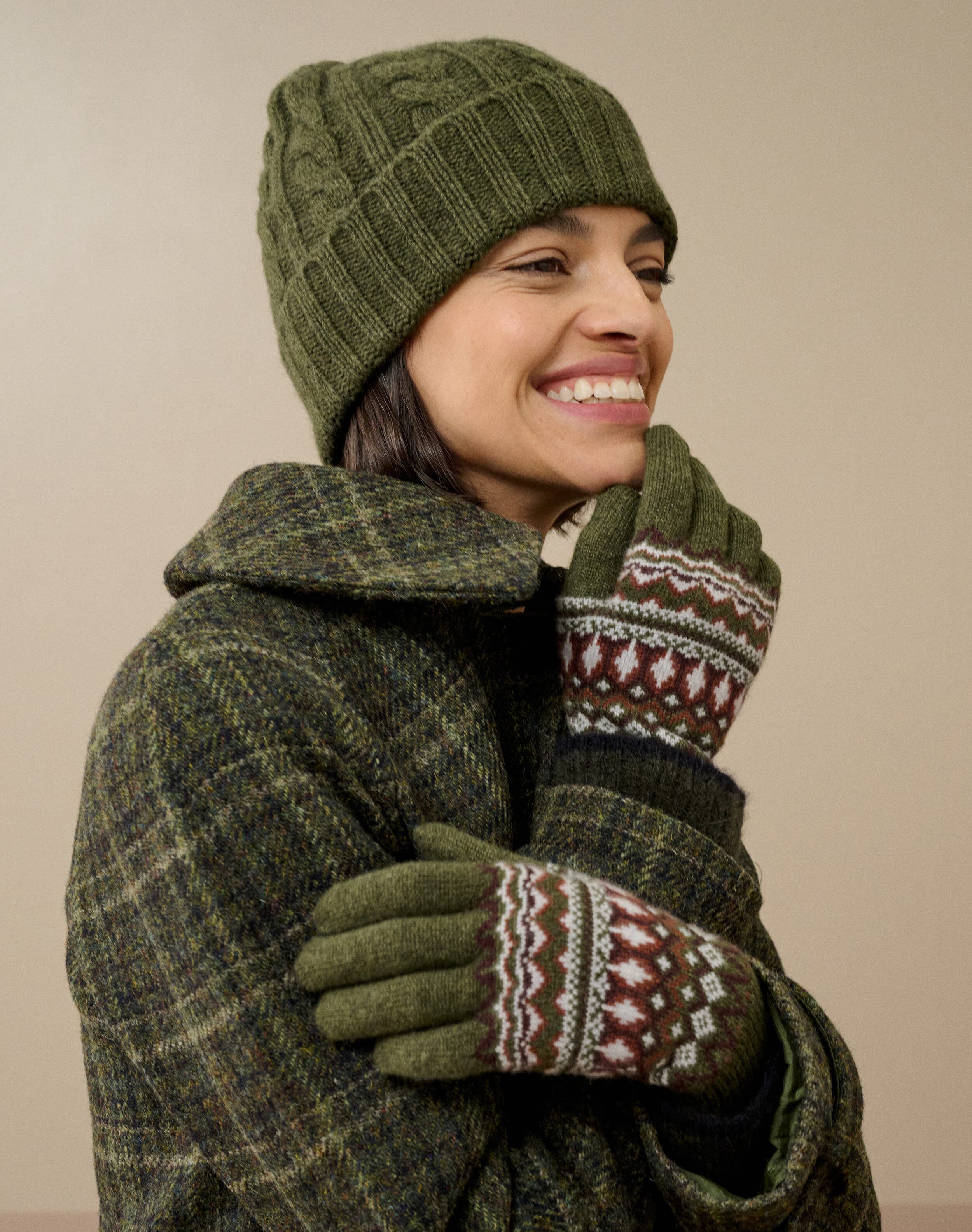 Brora Women's Cashmere Fair Isle Gloves Sorrel