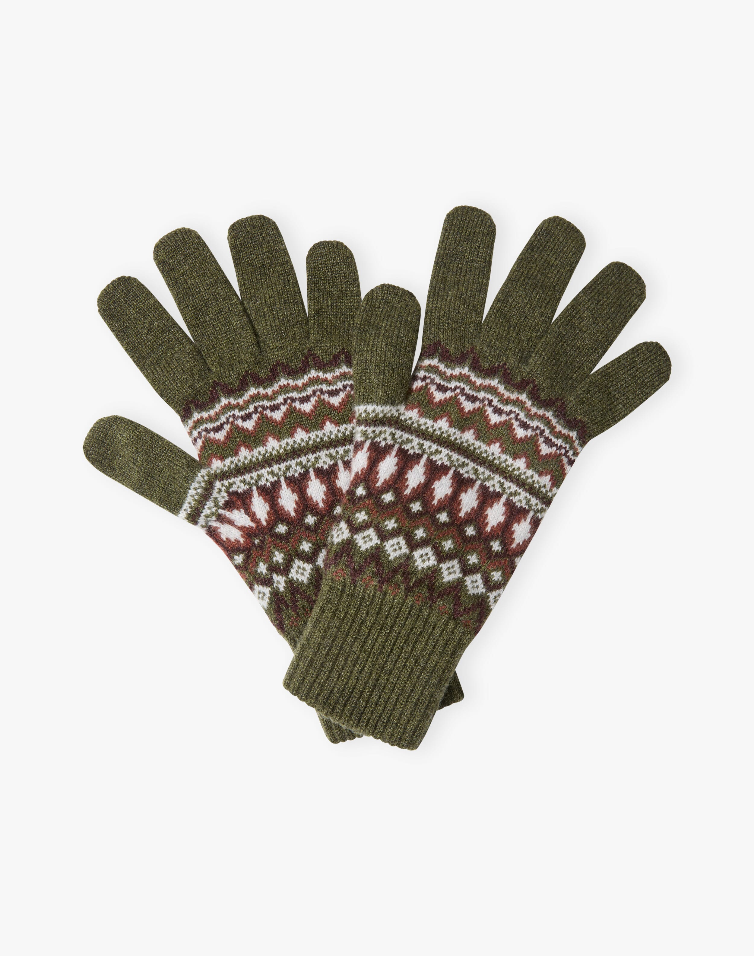 Women's Scottish Cashmere Fair Isle Gloves in Sorrel | Brora