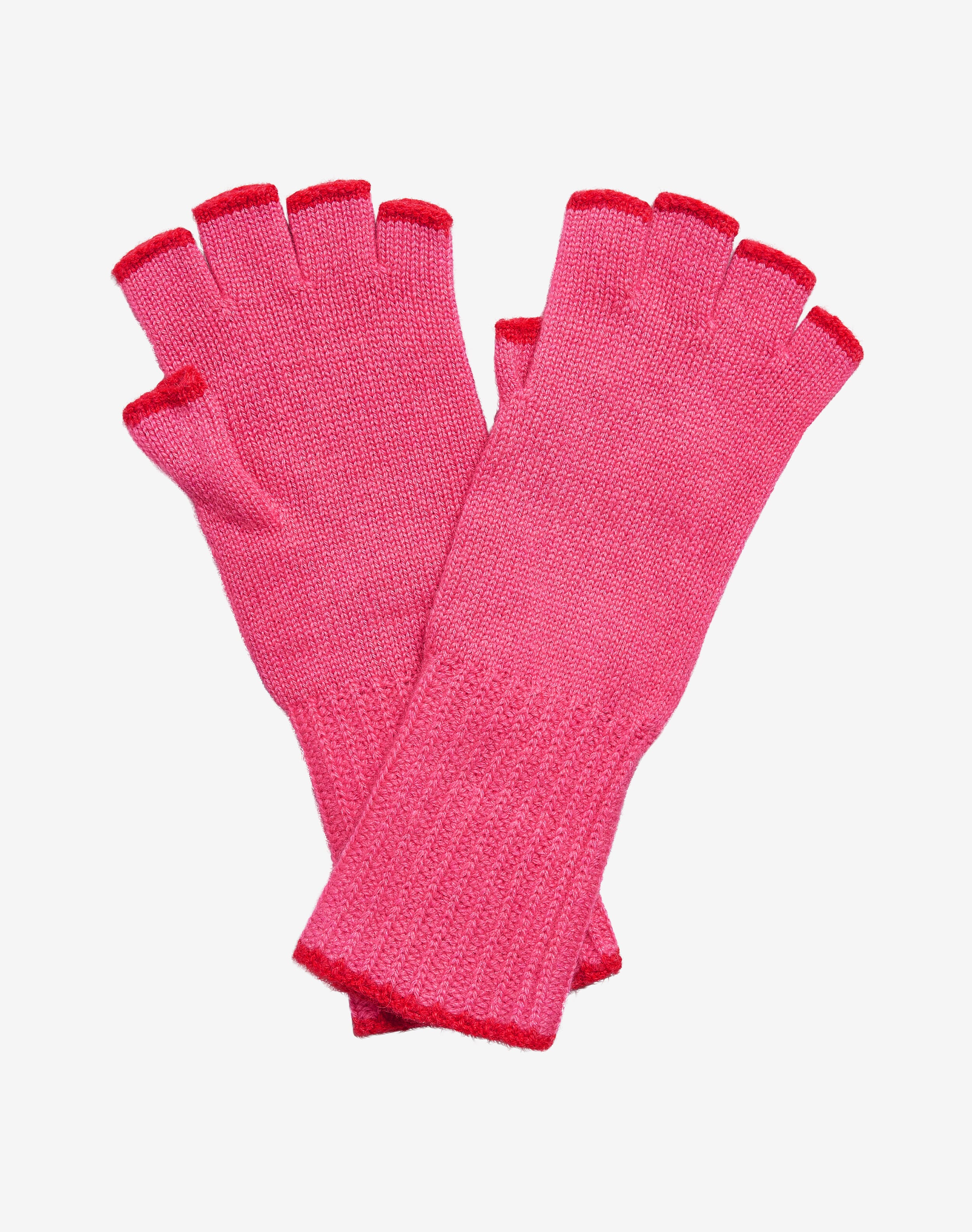 Women's Cashmere Fingerless Gloves in Peony & Cherry Brora