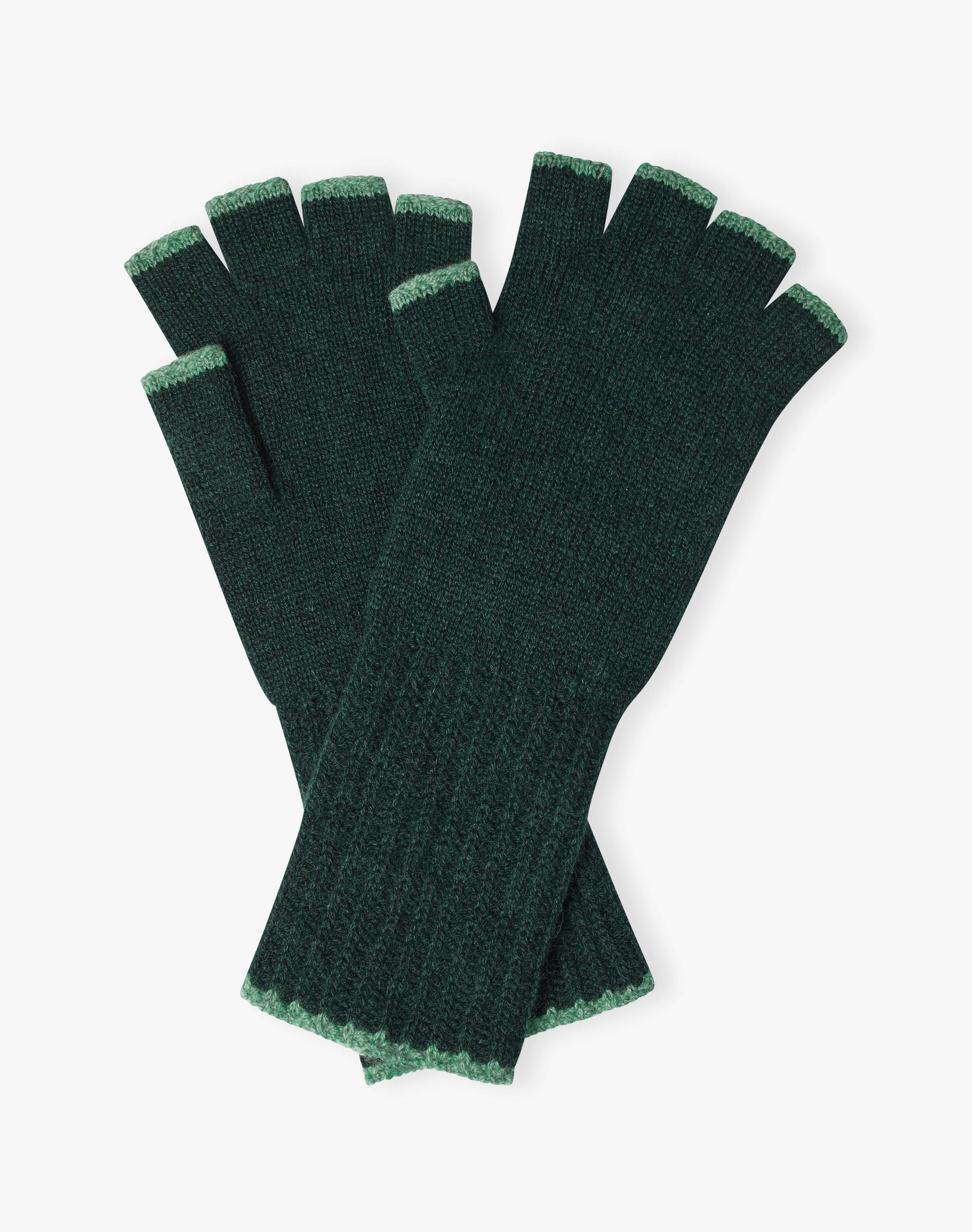 Women's Cashmere Fingerless Gloves in Pine Brora Sale - Main Image