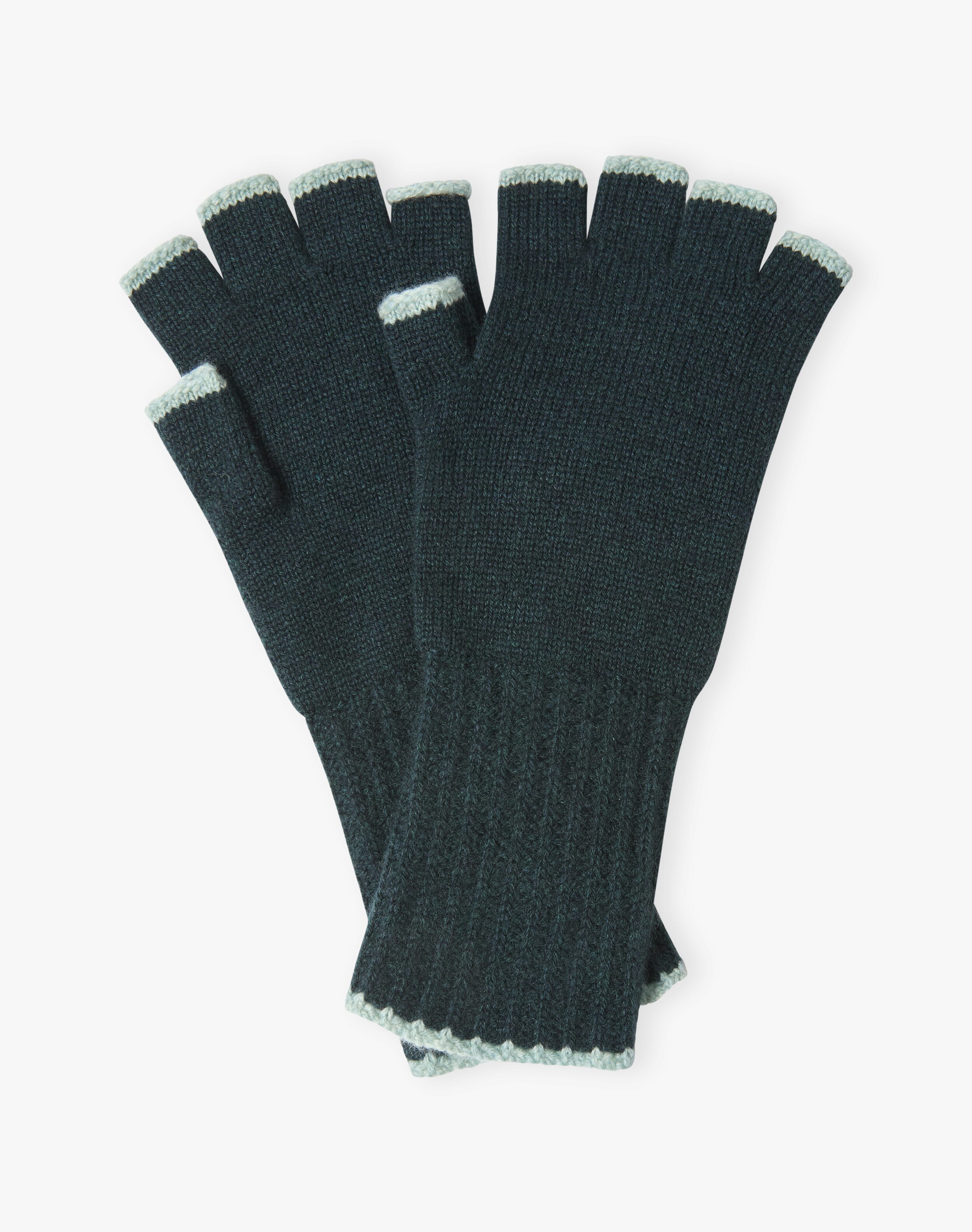 Women's Scottish Cashmere Fingerless Gloves in Ivy & Seaspray