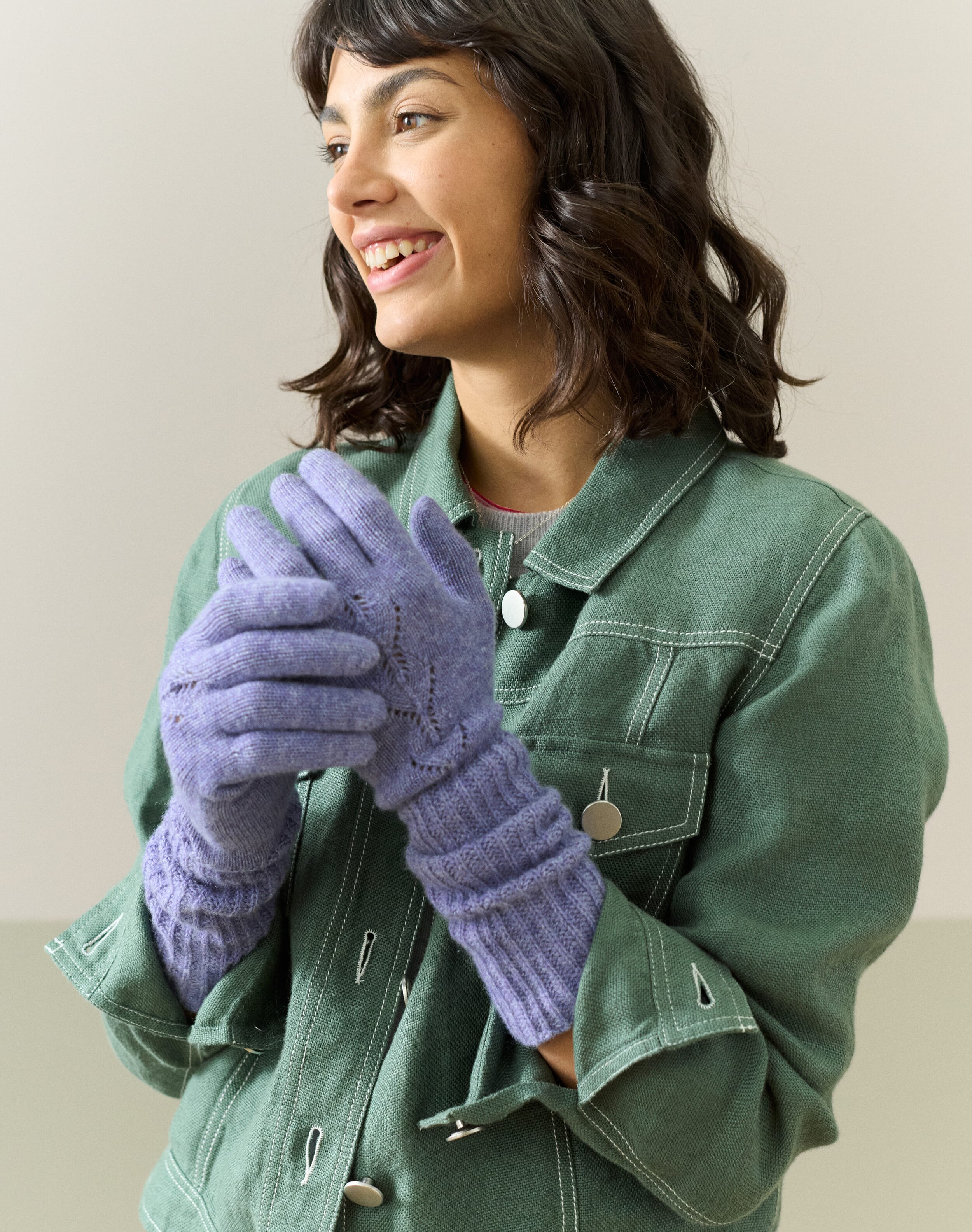 Brora Women's Cashmere Long Pointelle Gloves