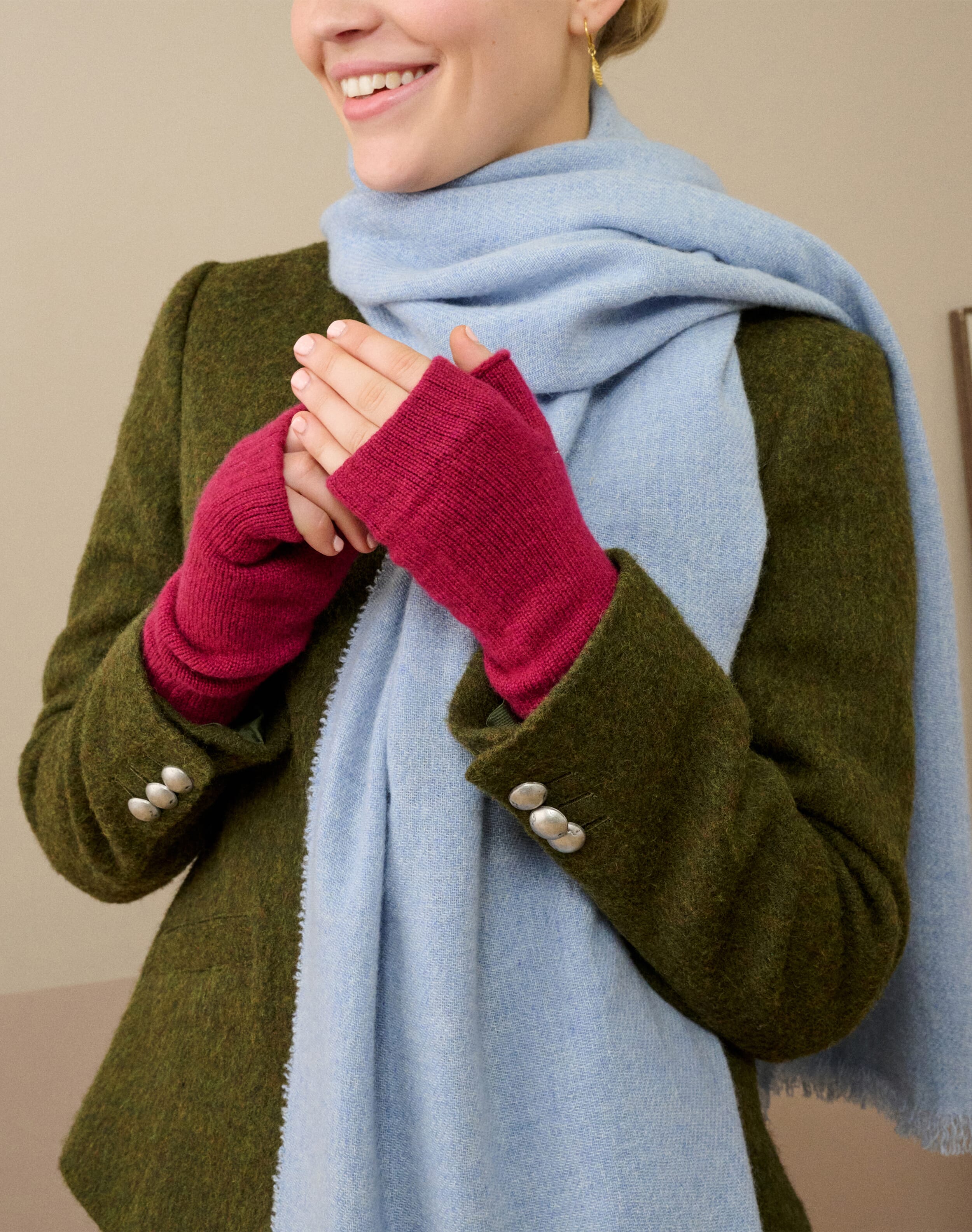 Brora Women's Cashmere Wristwarmers Sorrel - 6